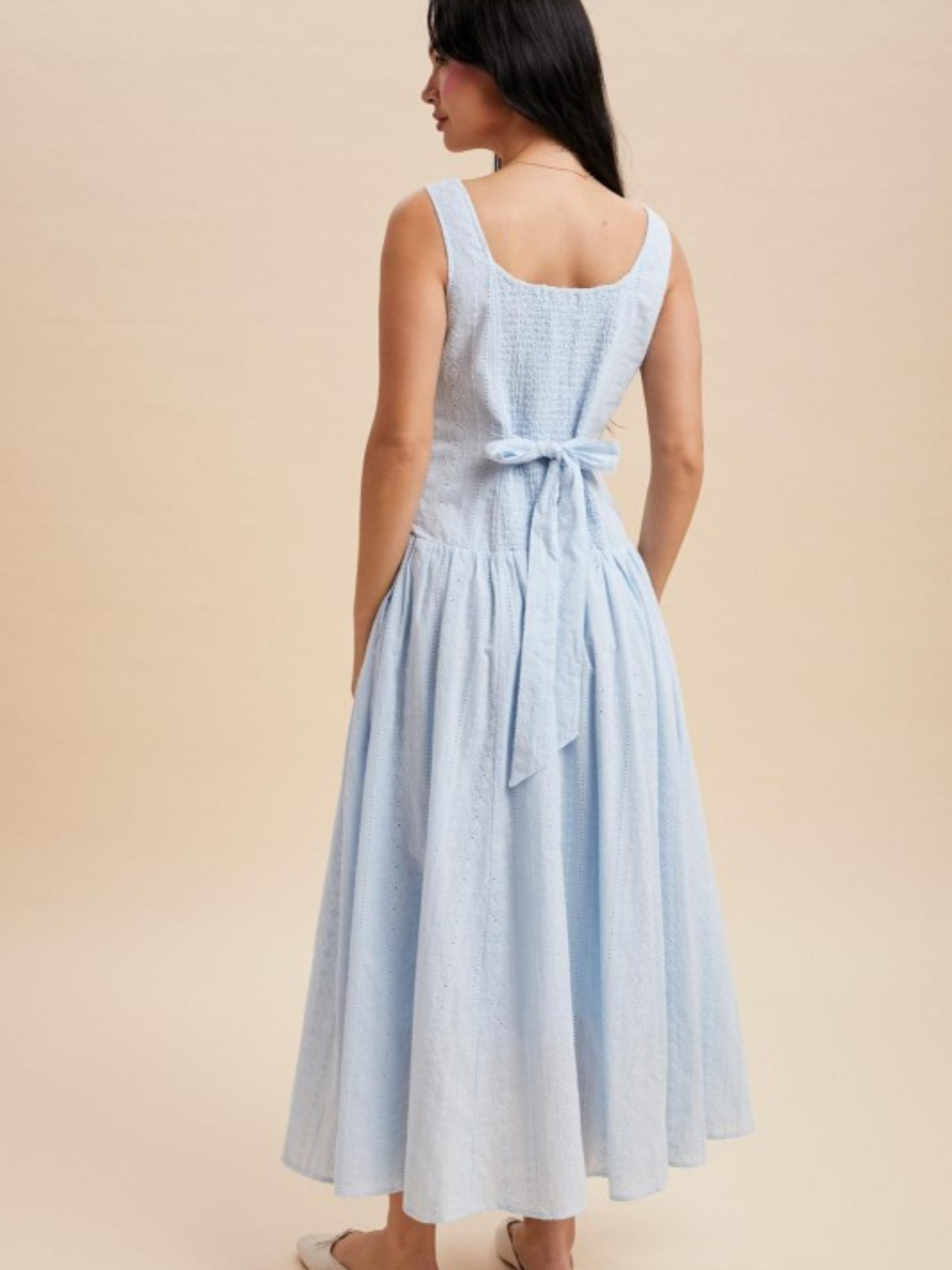 Blue Eyelet Drop Waist Maxi Dress - Mimi & Rae