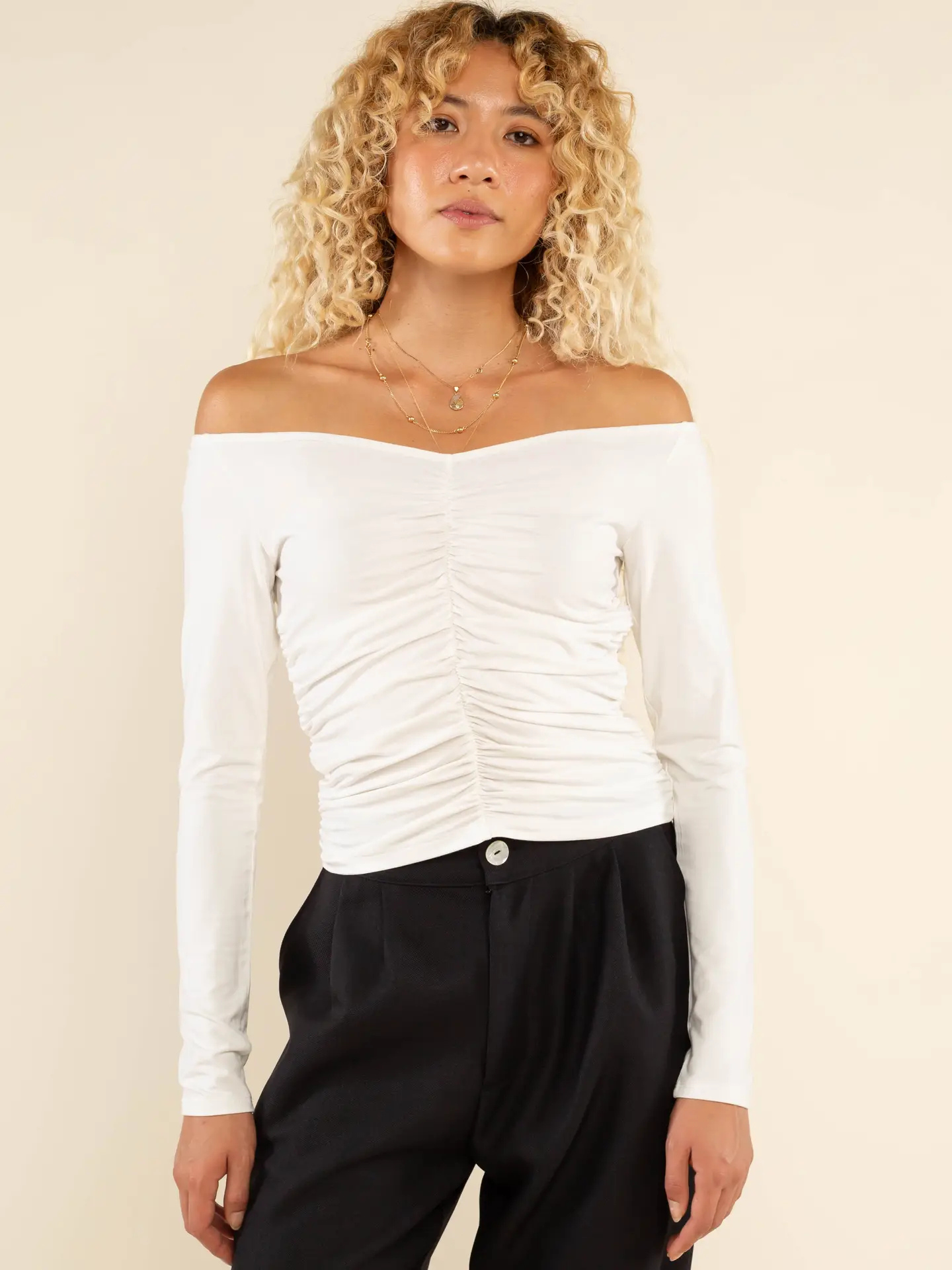 Off Shoulder Ruched Top - Mimi & Rae