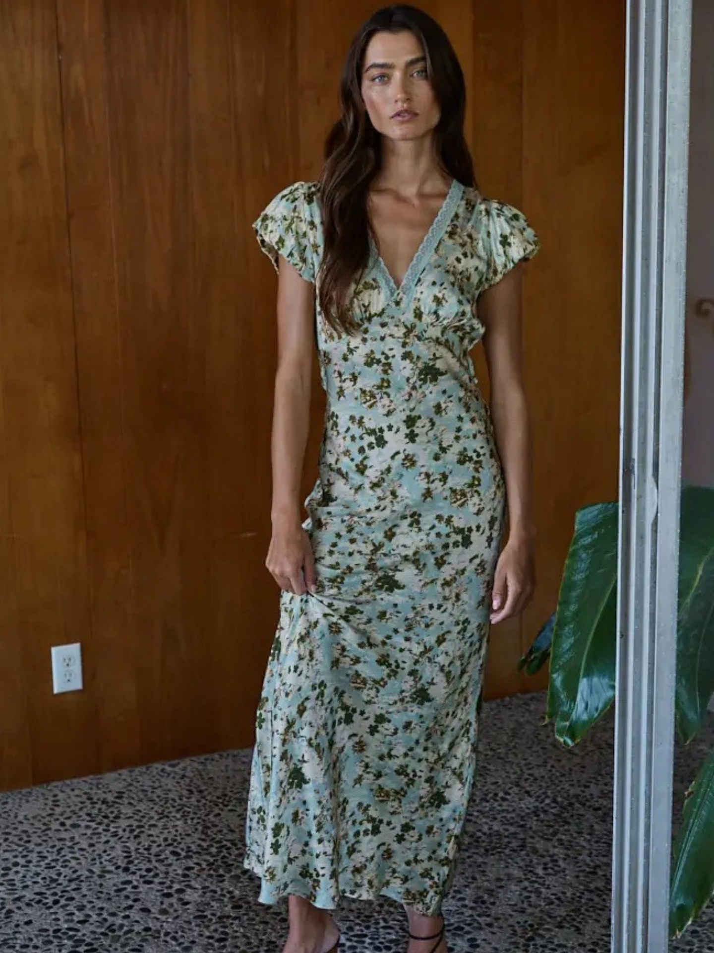 Multi Sage Print Maxi Dress