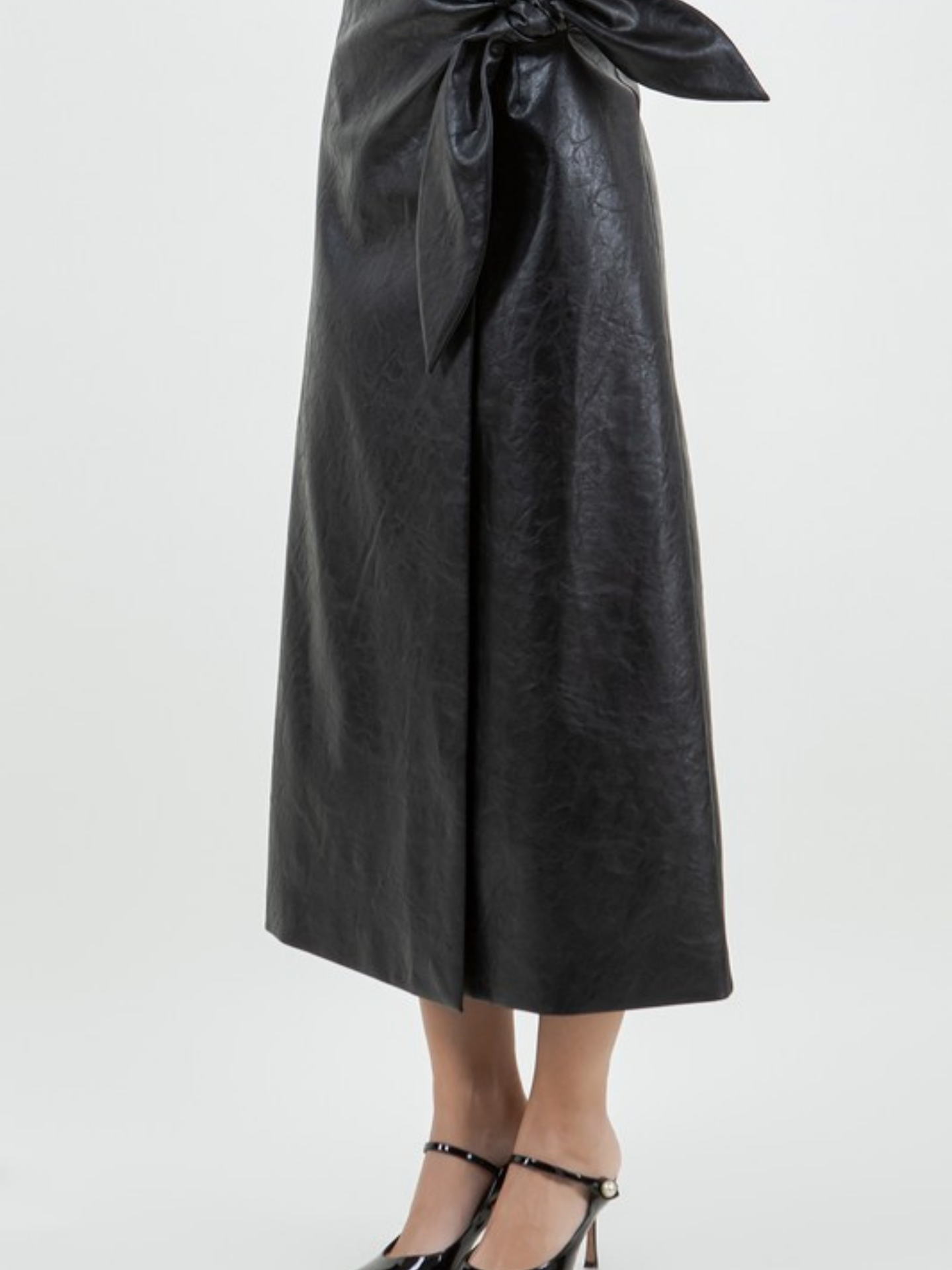 Faux Leather Wrap Skirt