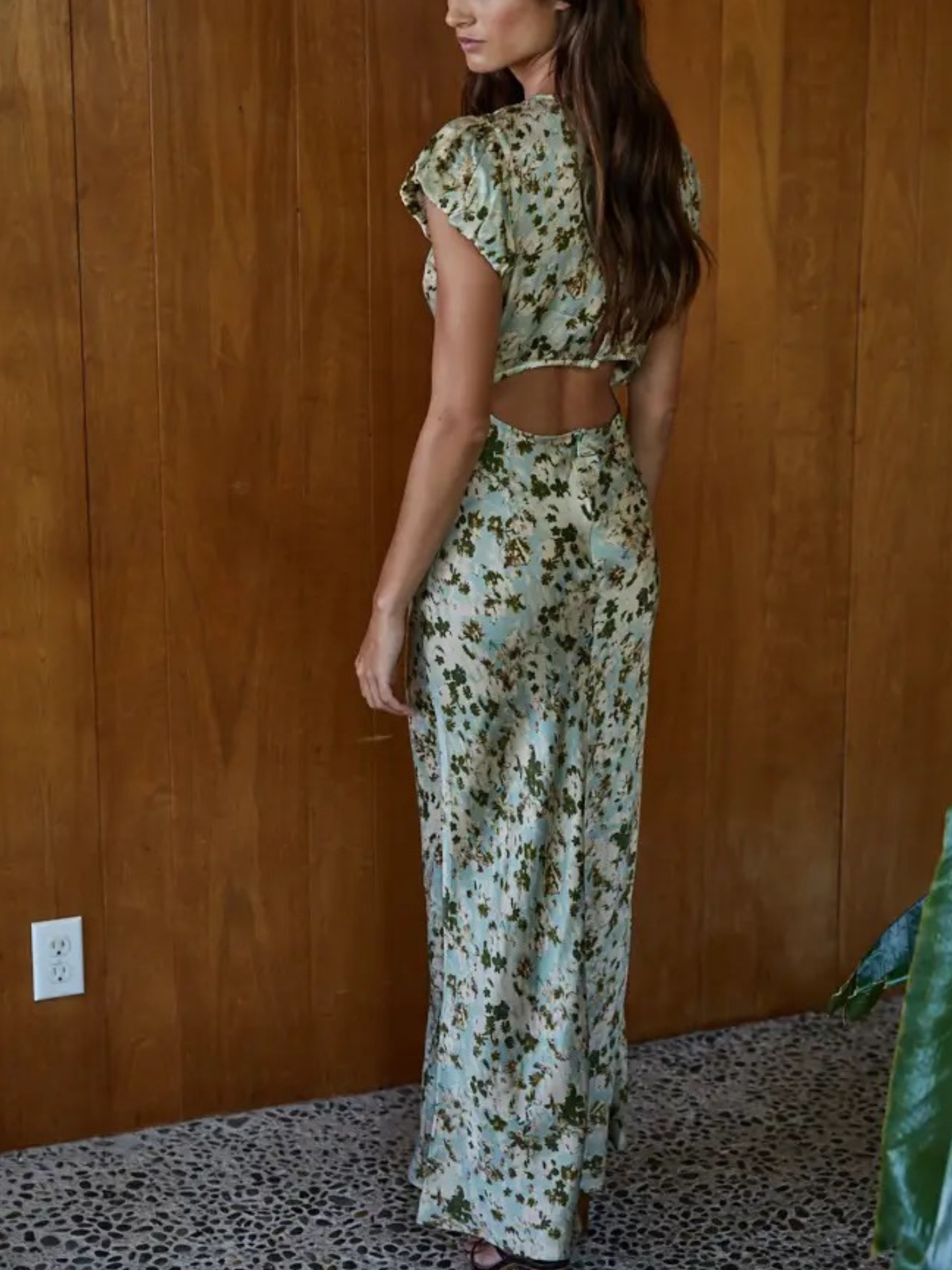 Multi Sage Print Maxi Dress