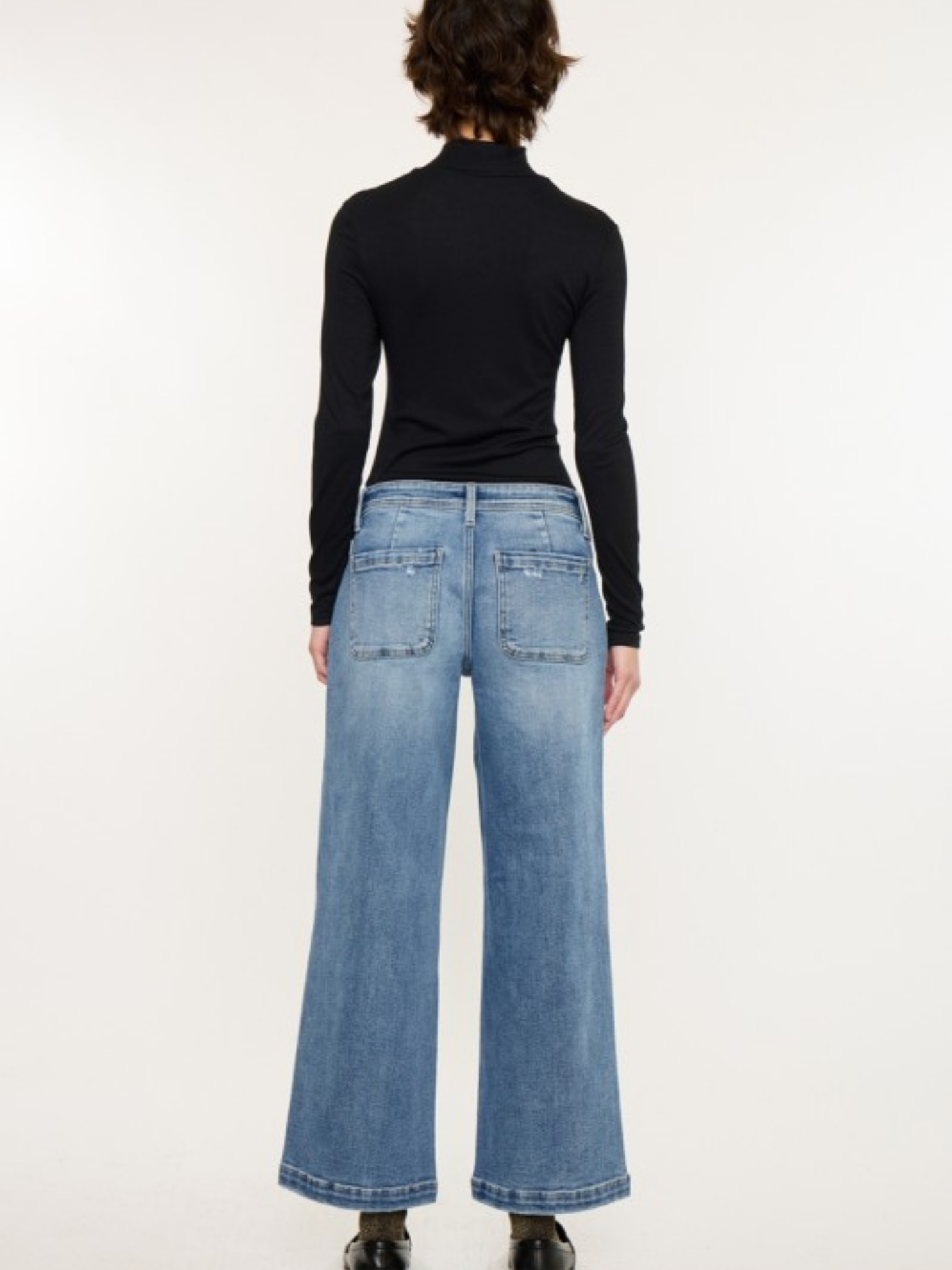 Mid Rise Front Pocket Wide Leg Denim - Mimi & Rae