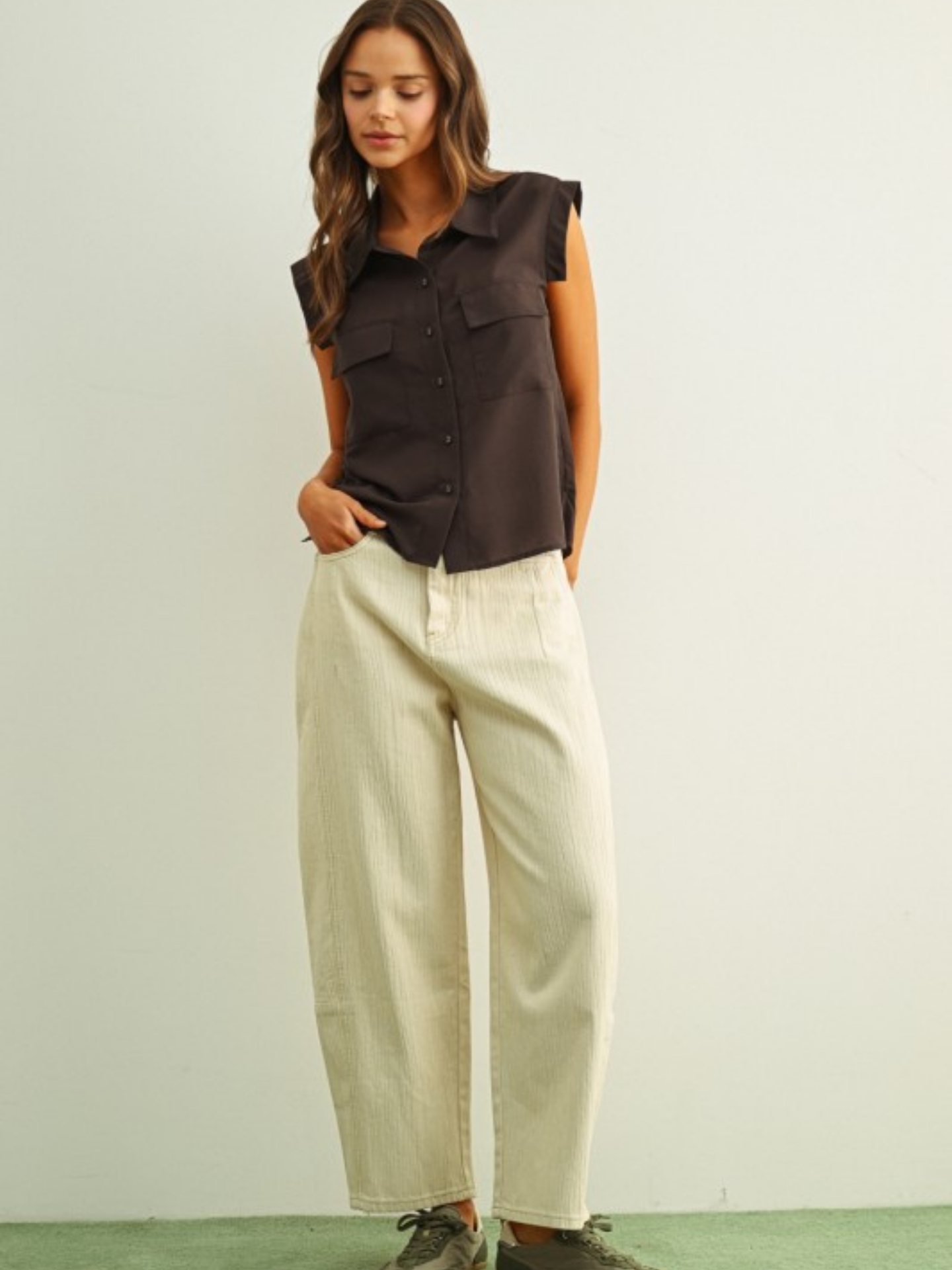 Chiffon Muscle Button Down - Mimi & Rae