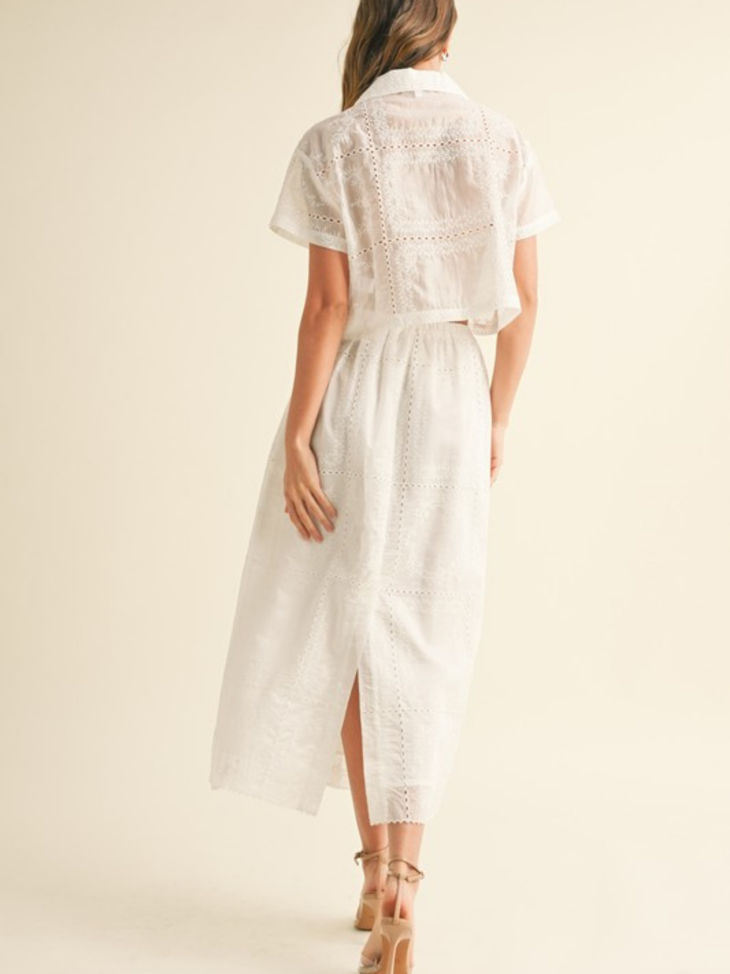 Eyelet Button Down Blouse - Mimi & Rae