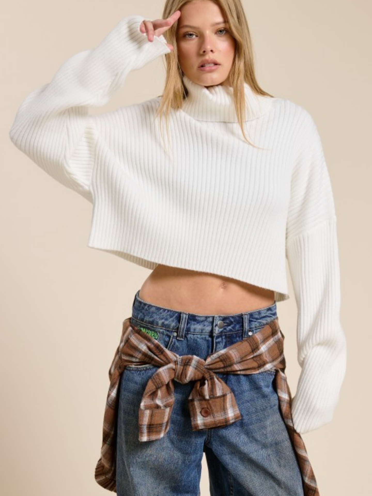 Cropped Turtleneck Sweater
