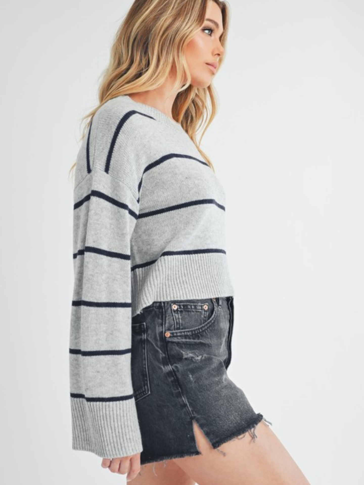 Gray/Navy Stripe Sweater