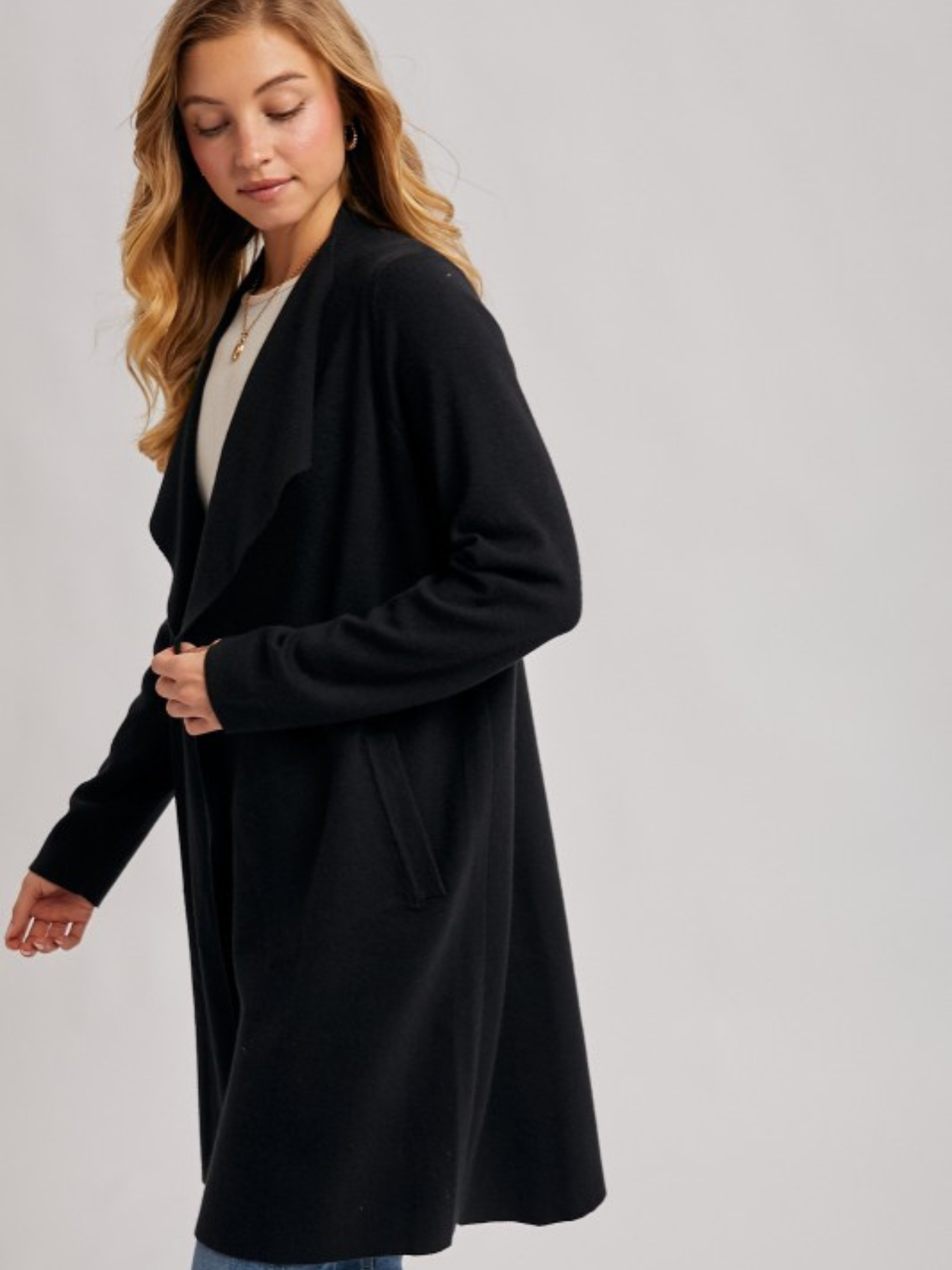 Open Front Knit Cardi - Mimi & Rae