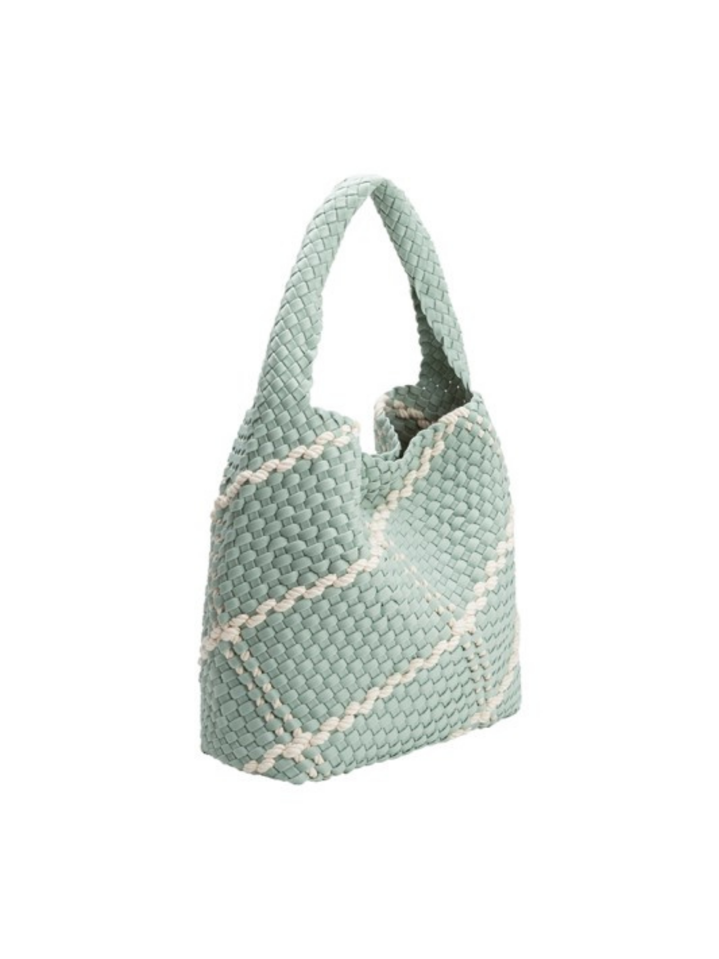 Nylon Johanna Bag in Sea Foam by Mimi & Rae showing its lightweight, vibrant sea foam color and sleek design.