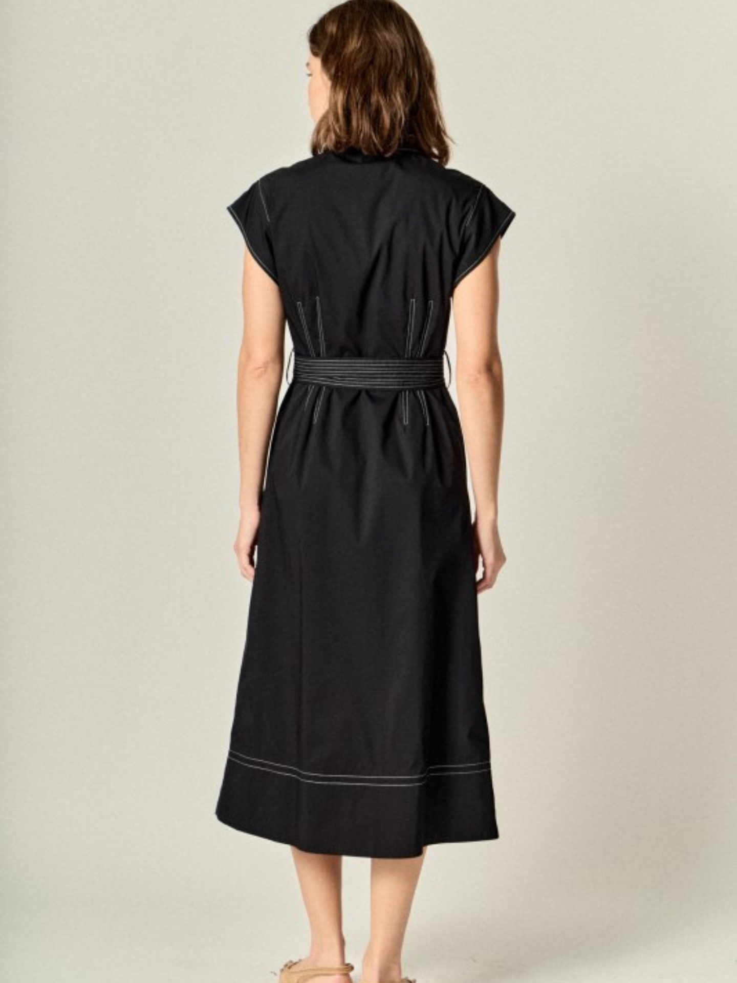 Contrast Stitch Midi Dress - Mimi & Rae