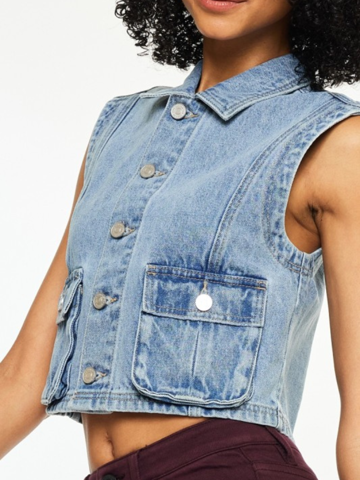 Cropped Denim Vest - Mimi & Rae