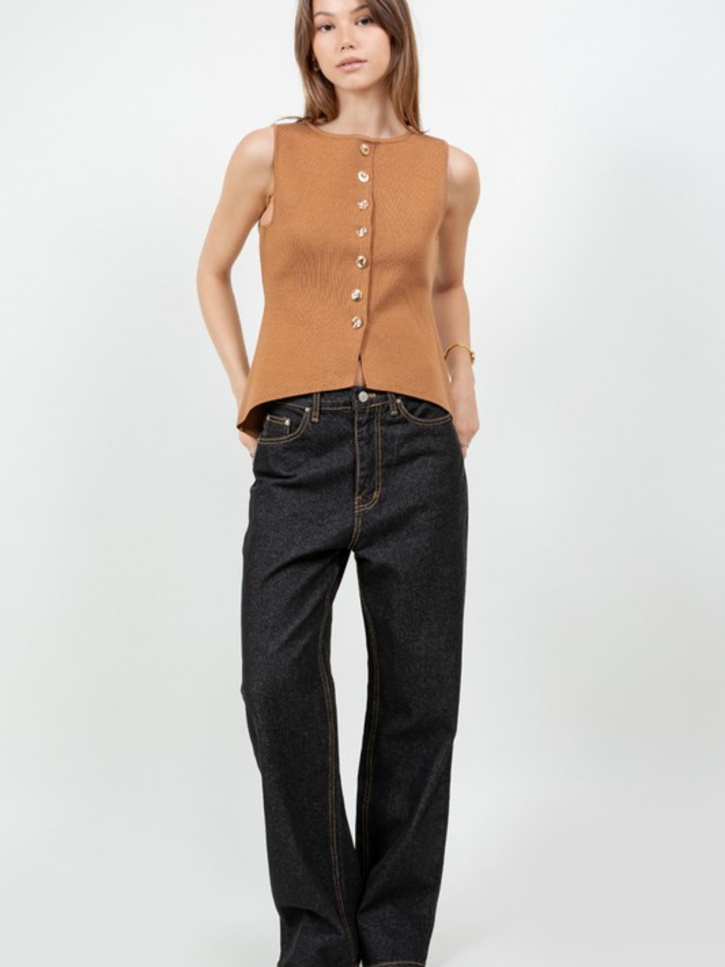 Asymmetrical Knit Vest - Mimi & Rae