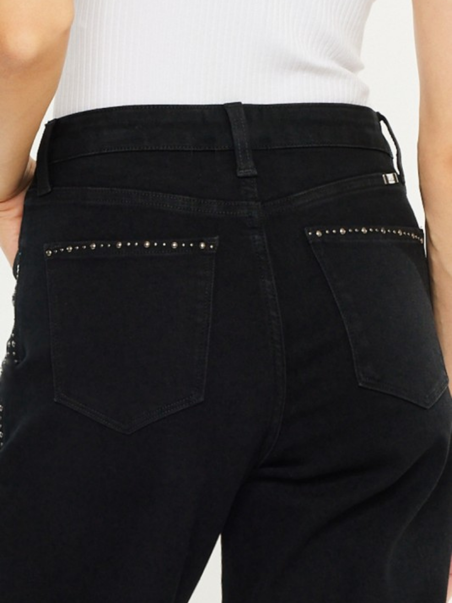 Studded Black Cropped Denim