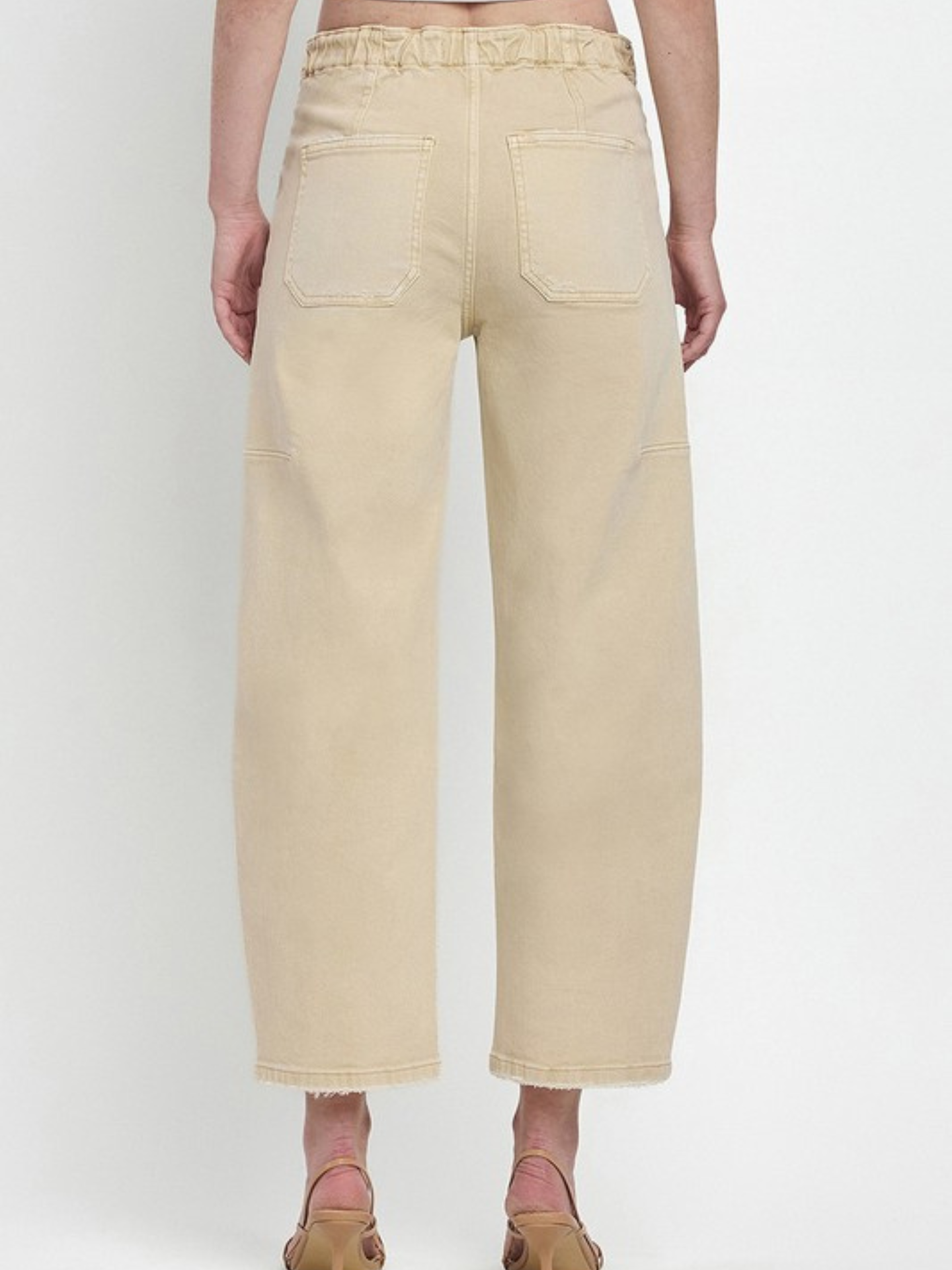 Beige Barrel Leg Denim - Mimi & Rae