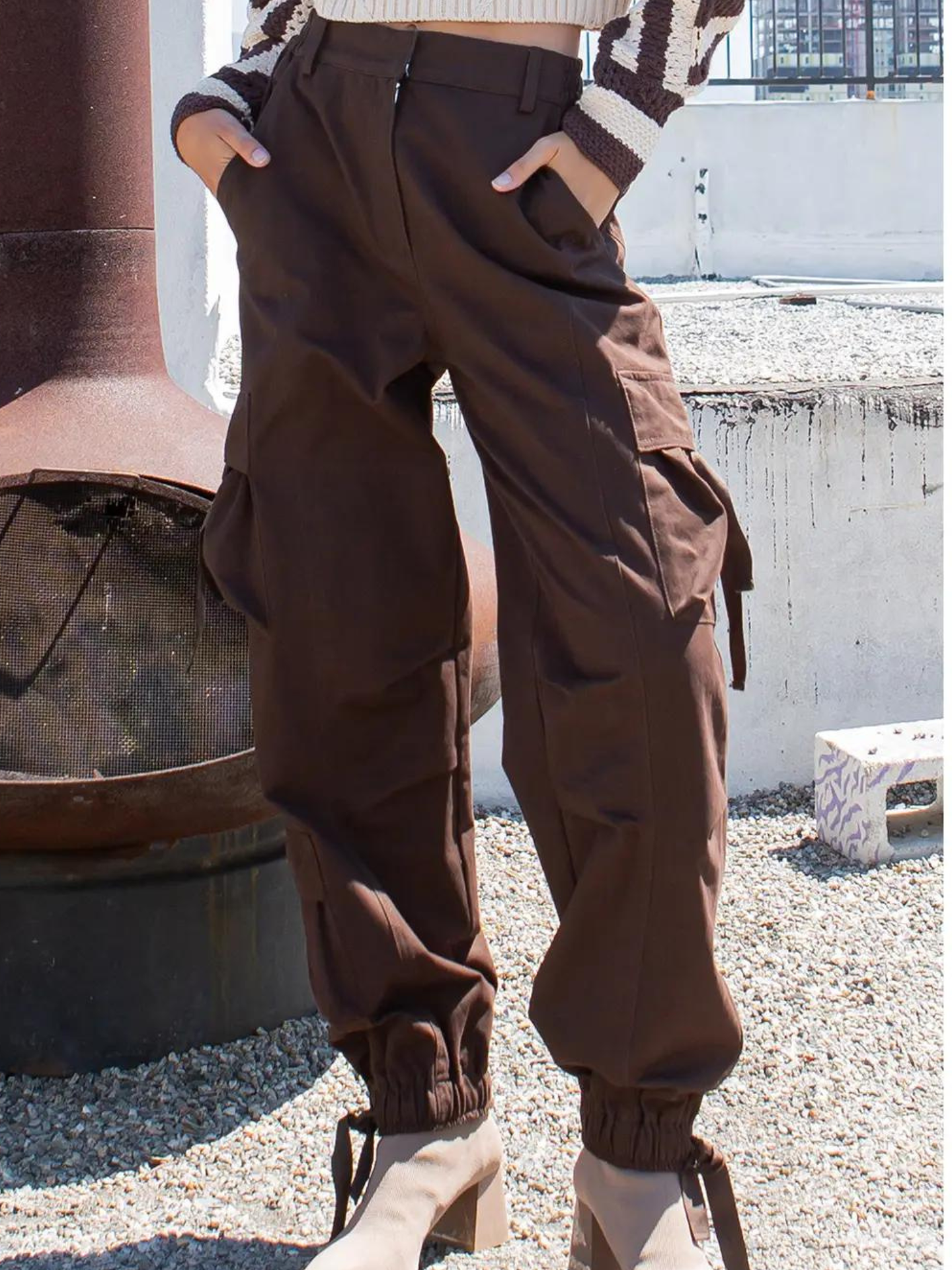 Brown Utility Cargo Joggers