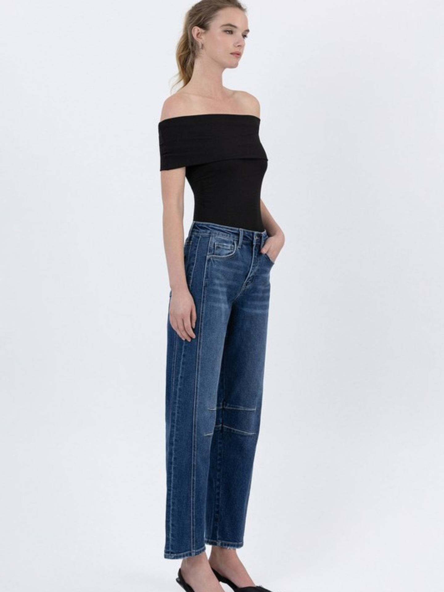 Hi Rise Dark Barrel Denim