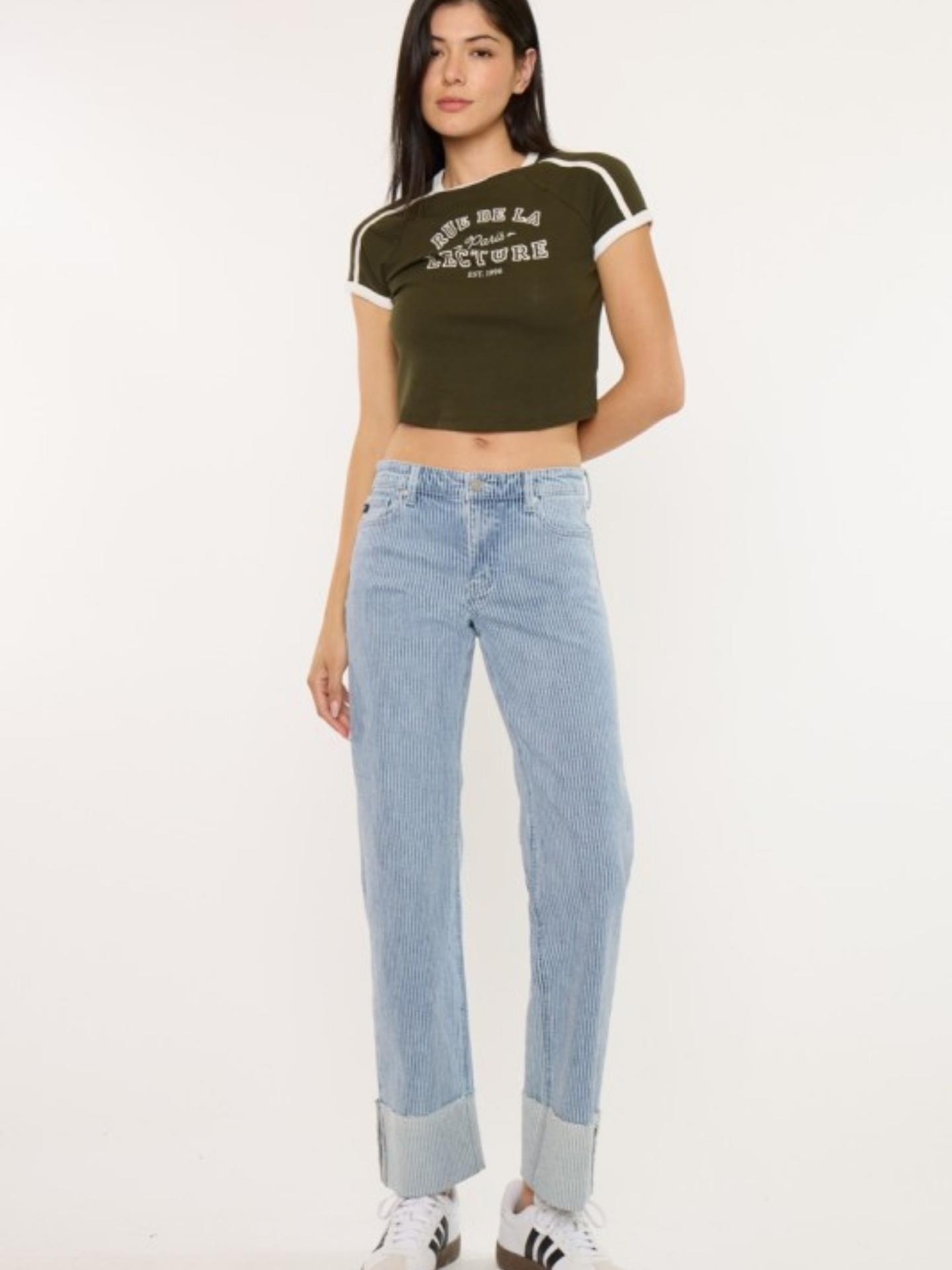Slim Wide Striped Denim