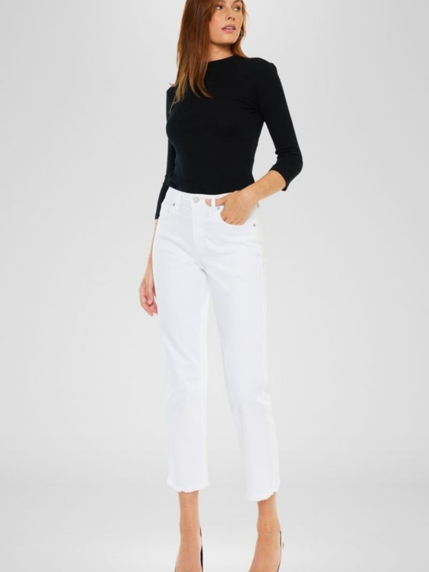 Cropped Straight White Denim - Mimi & Rae