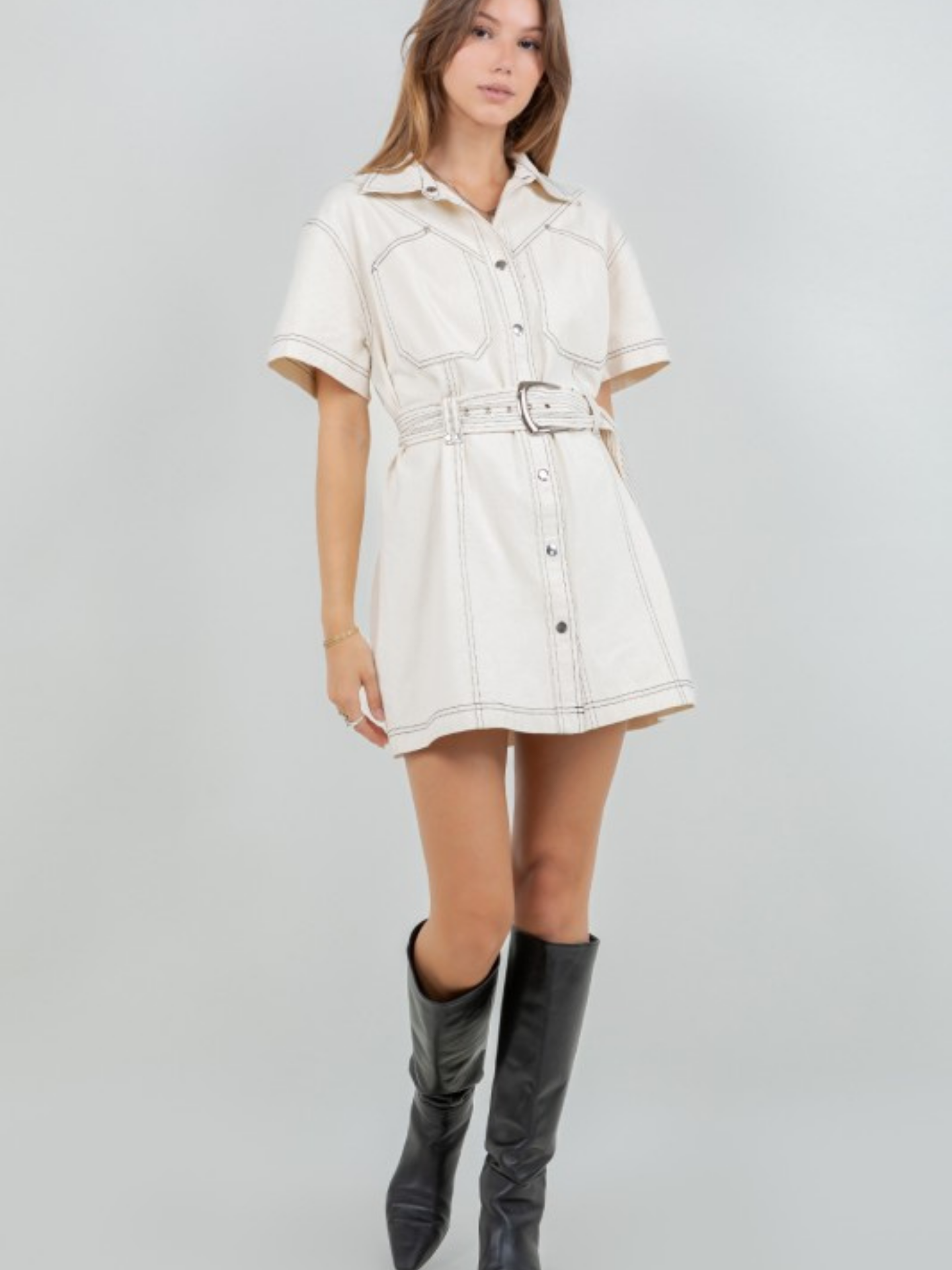 Contrast Western Mini Dress