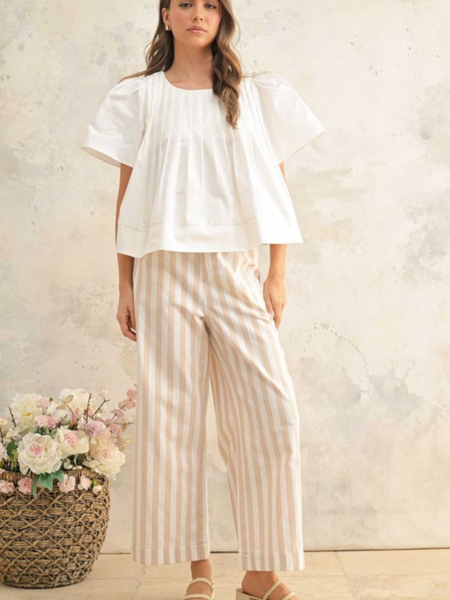 Linen Stripe Trousers Size Large - Mimi & Rae
