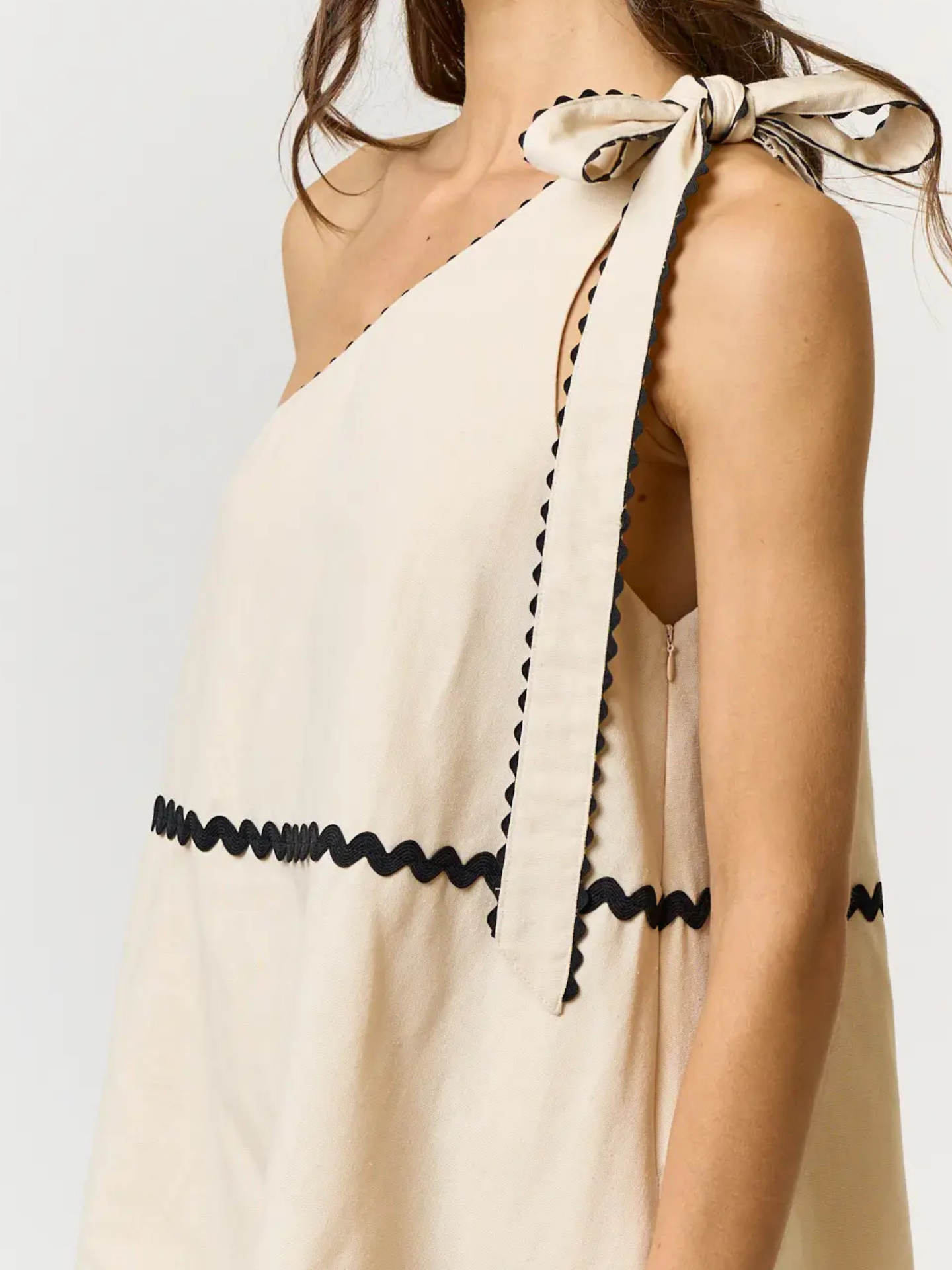 Scalloped One Shoulder Dress