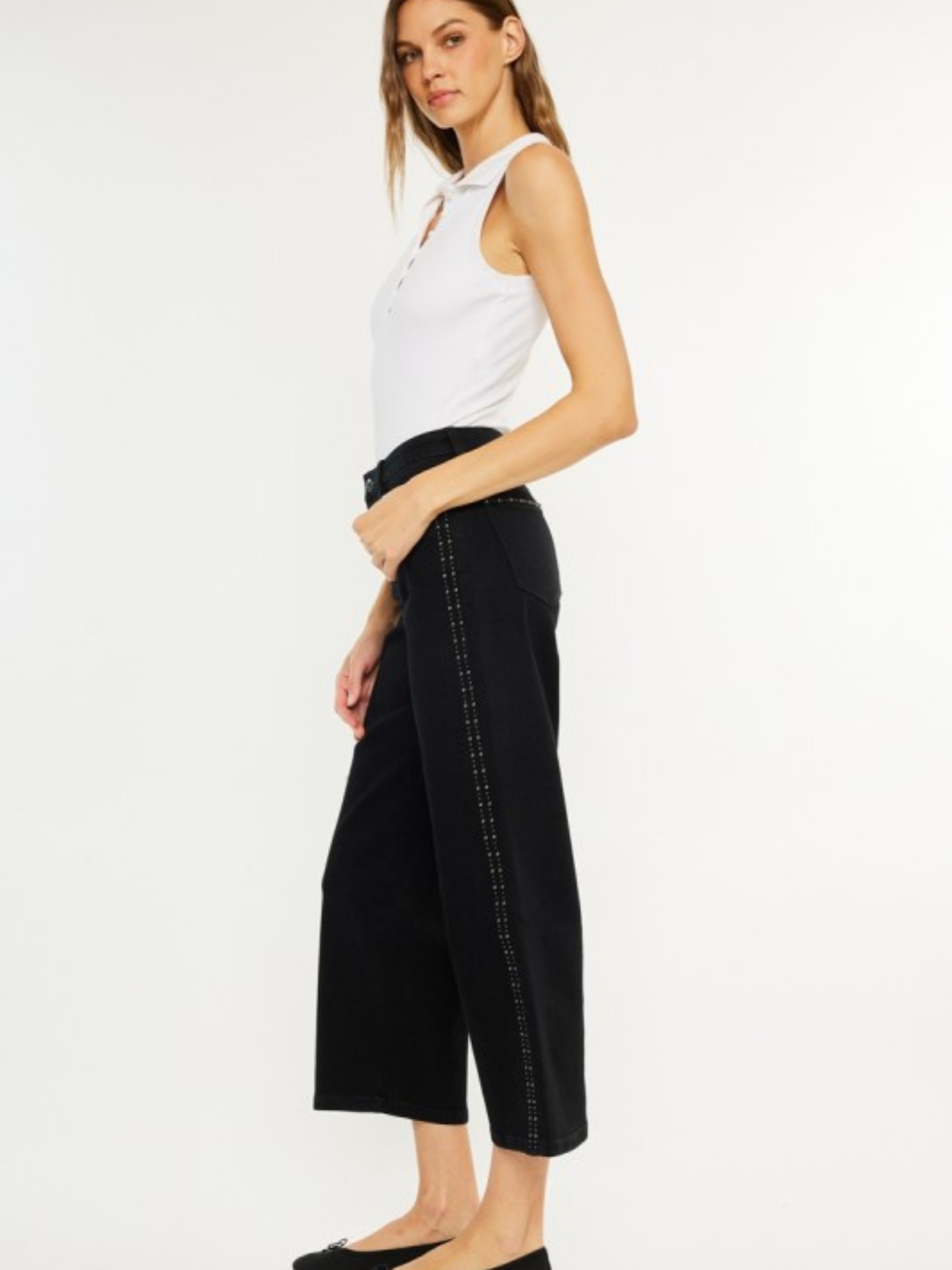 Studded Black Cropped Denim