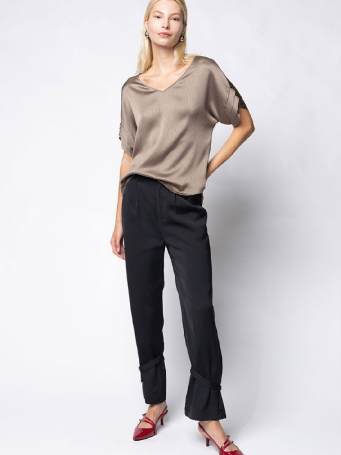 Crinkle Satin Blouse