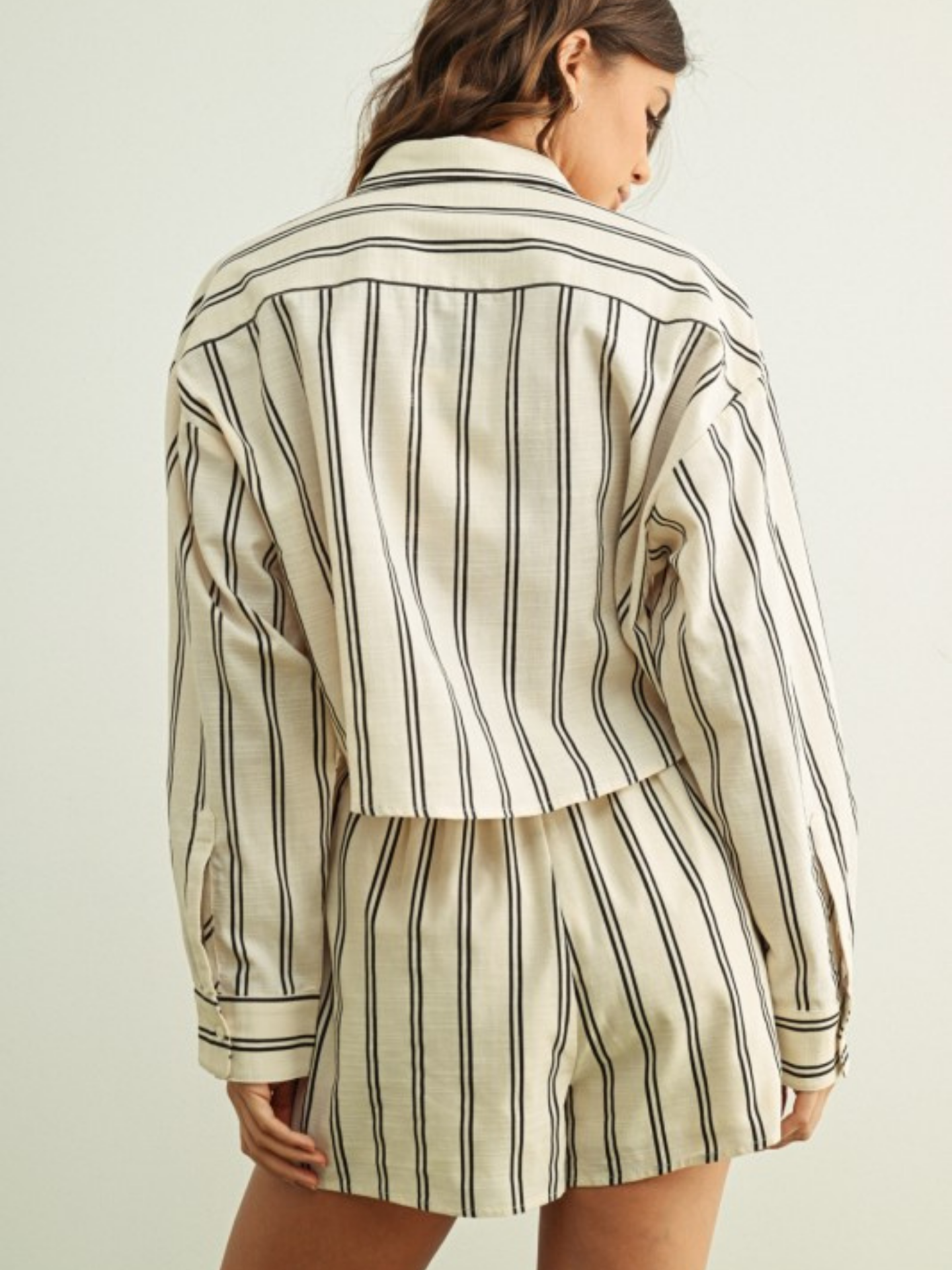 Esther Striped Cropped Button Down
