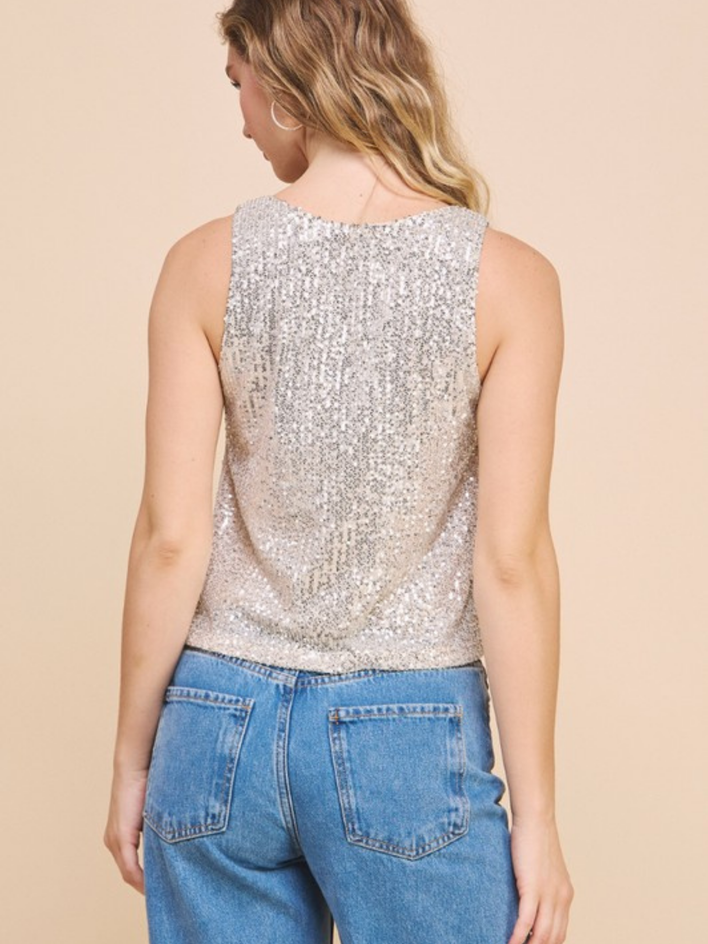 Sequin V-neck Top - Mimi & Rae
