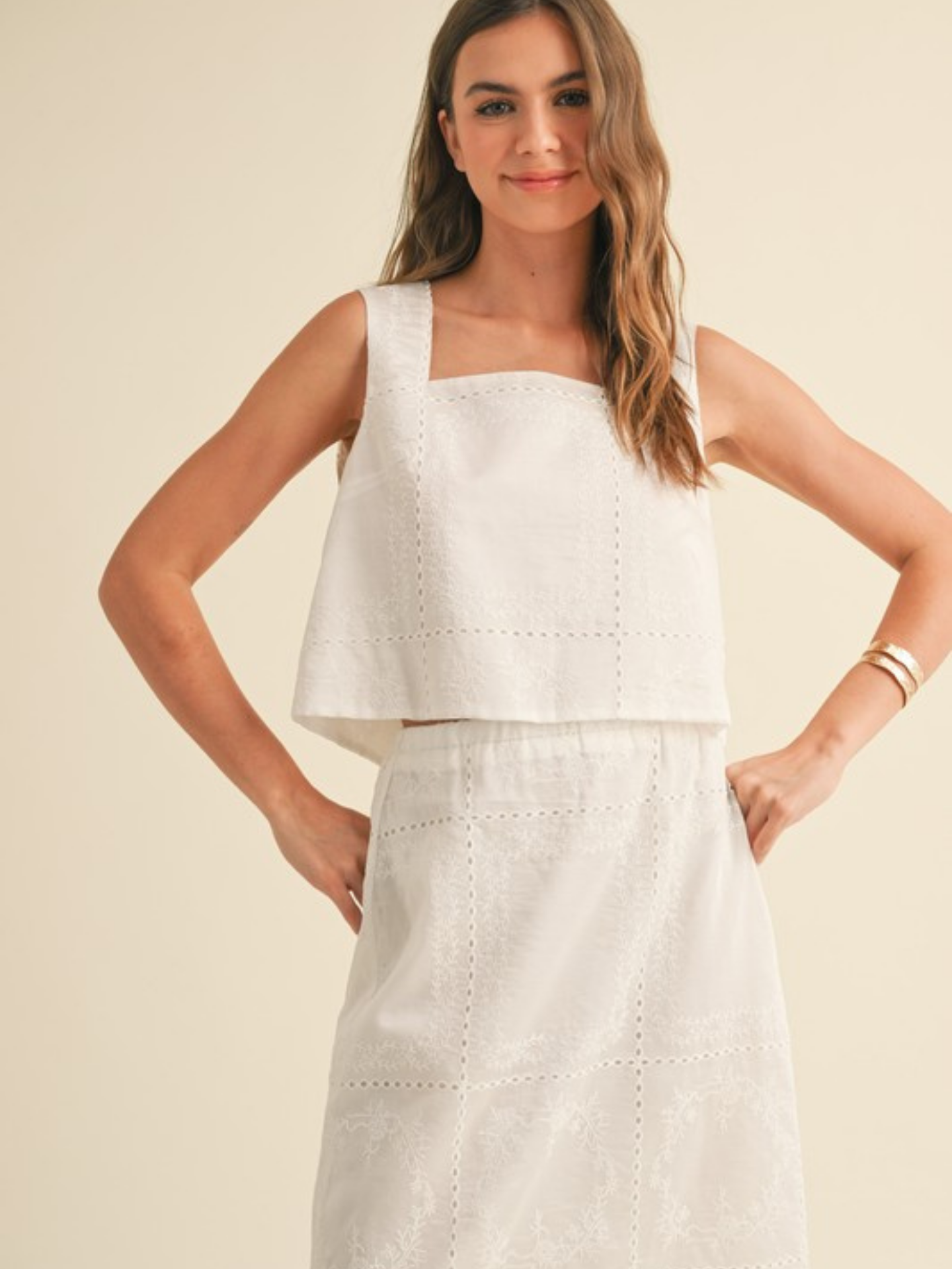 Sleeveless Eyelet Crop Top - Mimi & Rae
