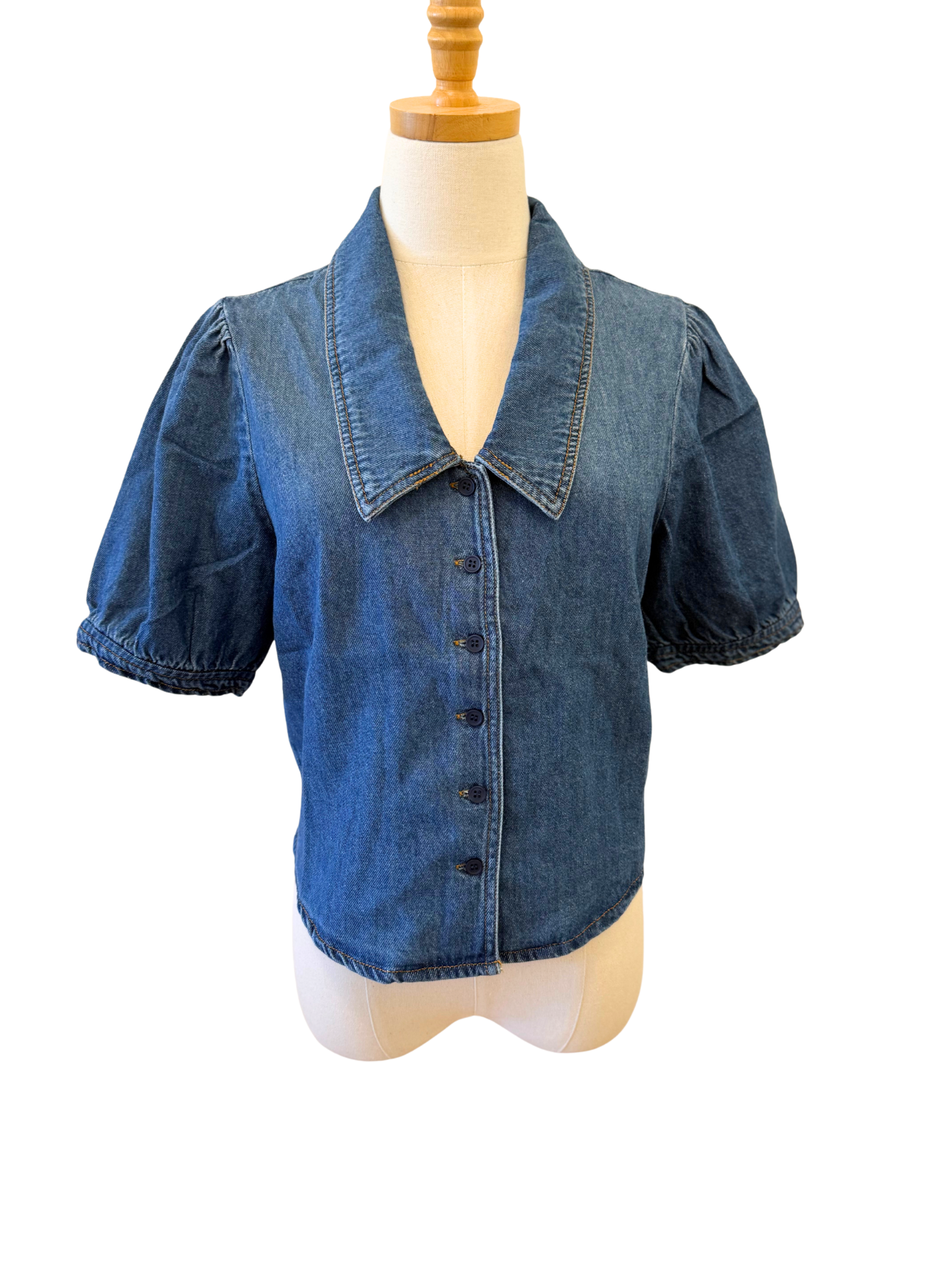 Puff Sleeve Collared Blouse