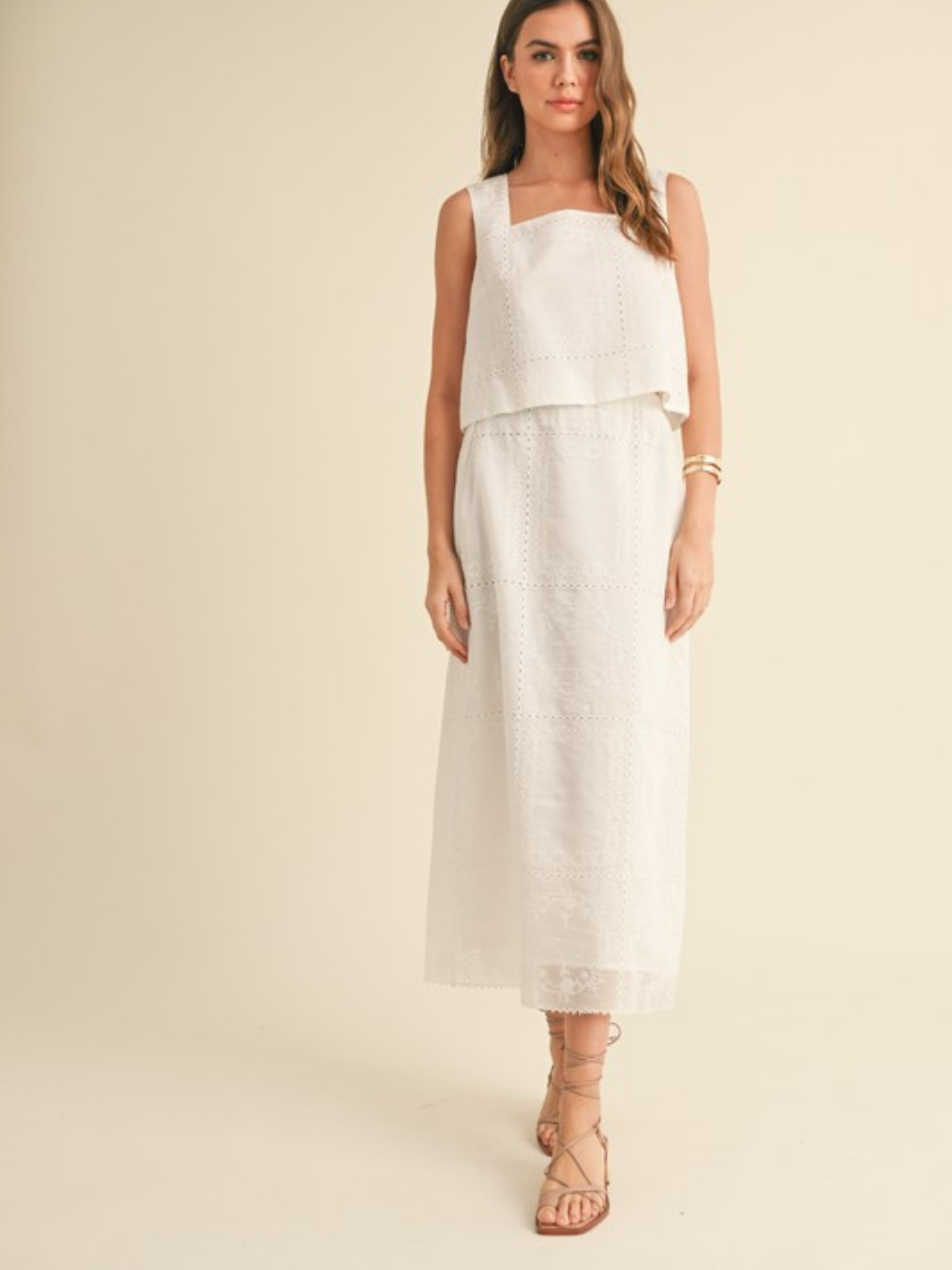 Sleeveless Eyelet Crop Top - Mimi & Rae