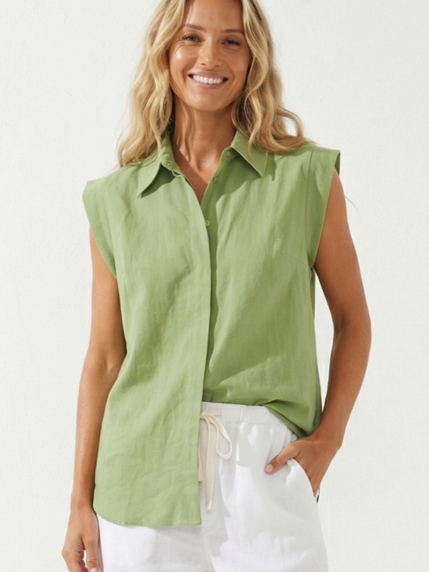 Cap Sleeve Button Up - Mimi & Rae