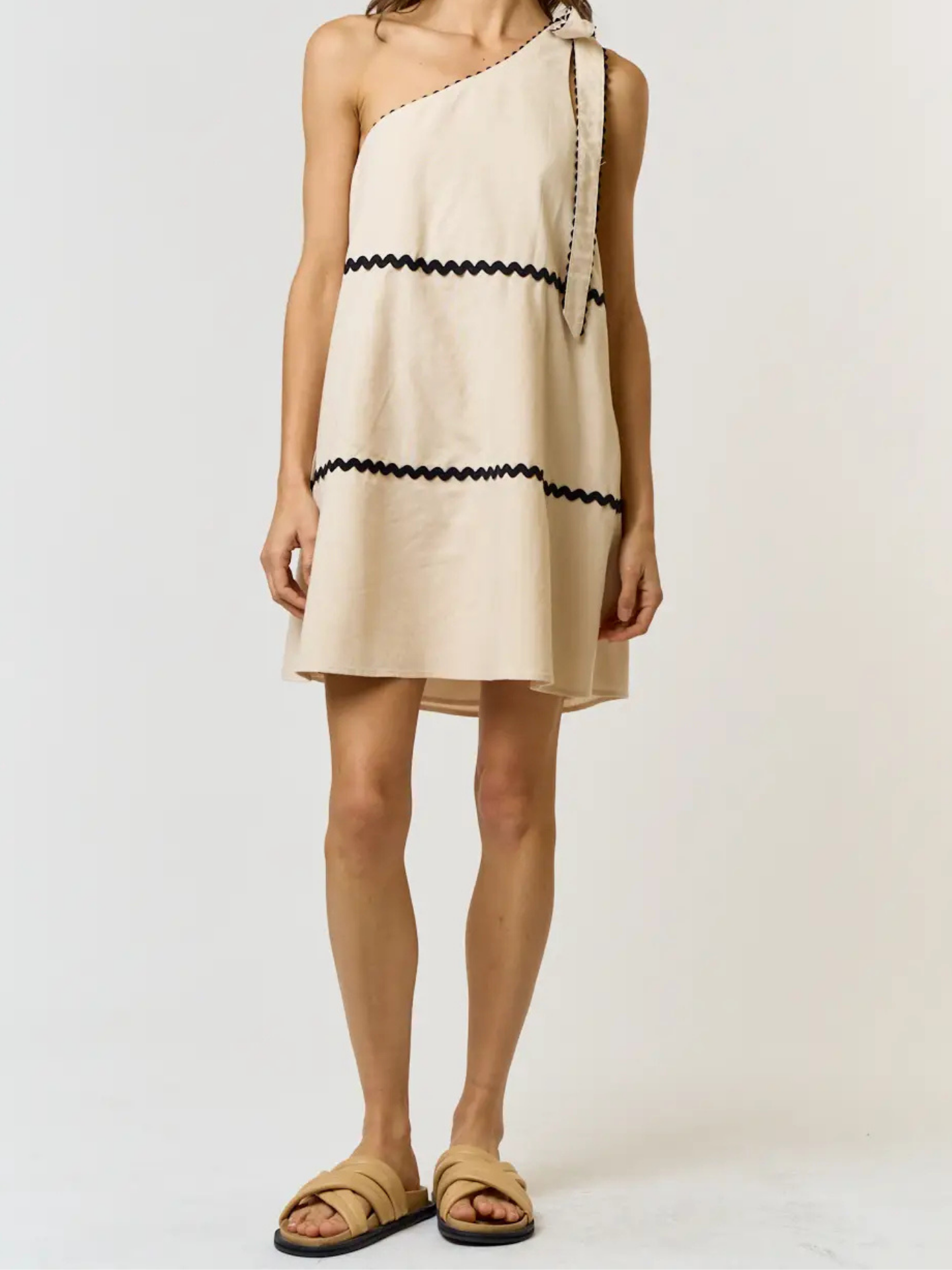 Scalloped One Shoulder Dress