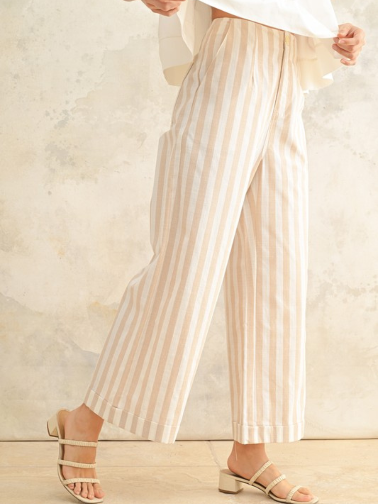Linen Stripe Trousers Size Large - Mimi & Rae