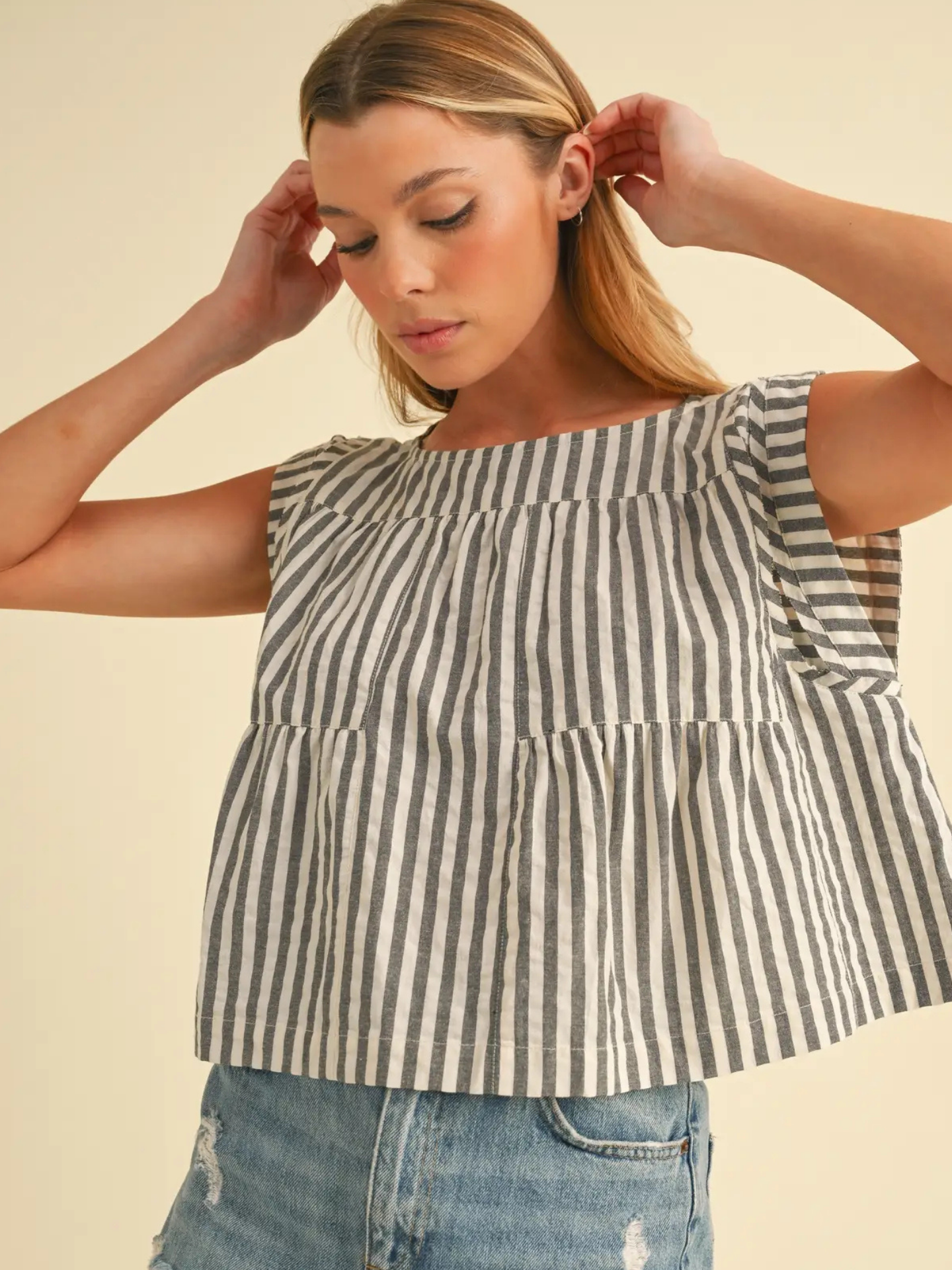 Striped Flirty Blouse - Mimi & Rae