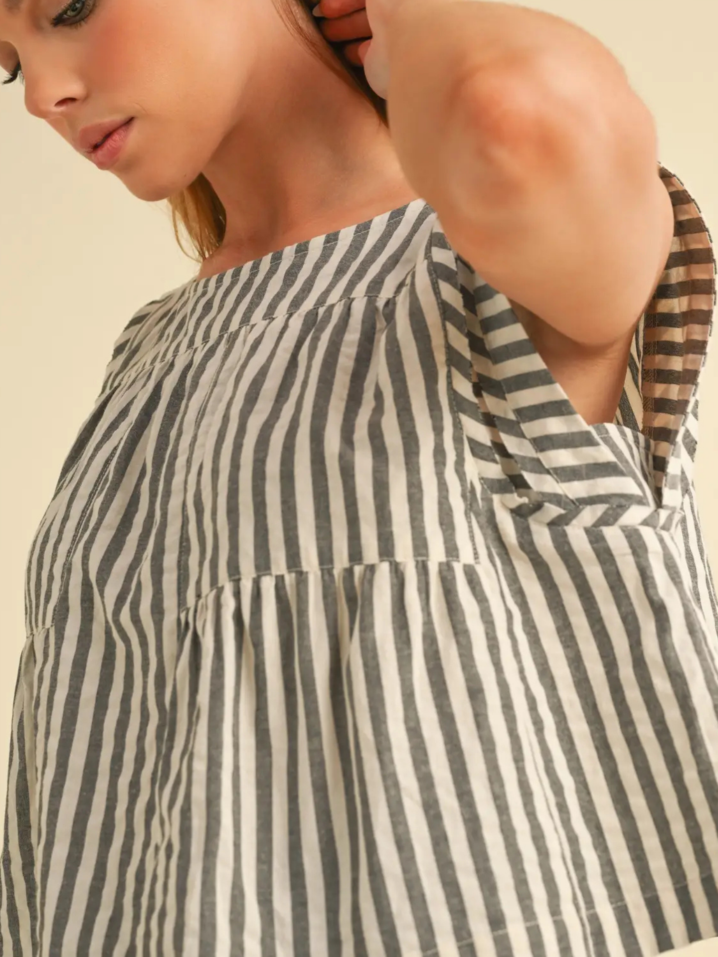 Striped Flirty Blouse - Mimi & Rae