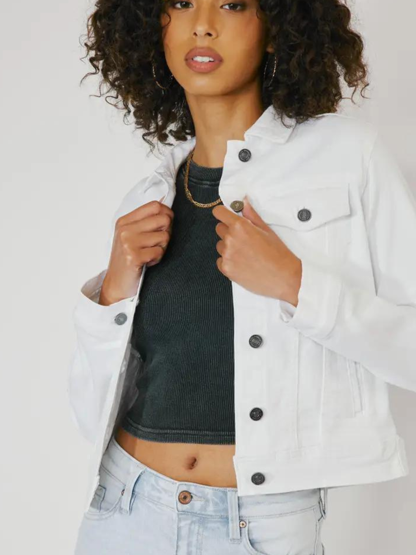 Winter White Denim Jacket - Mimi & Rae