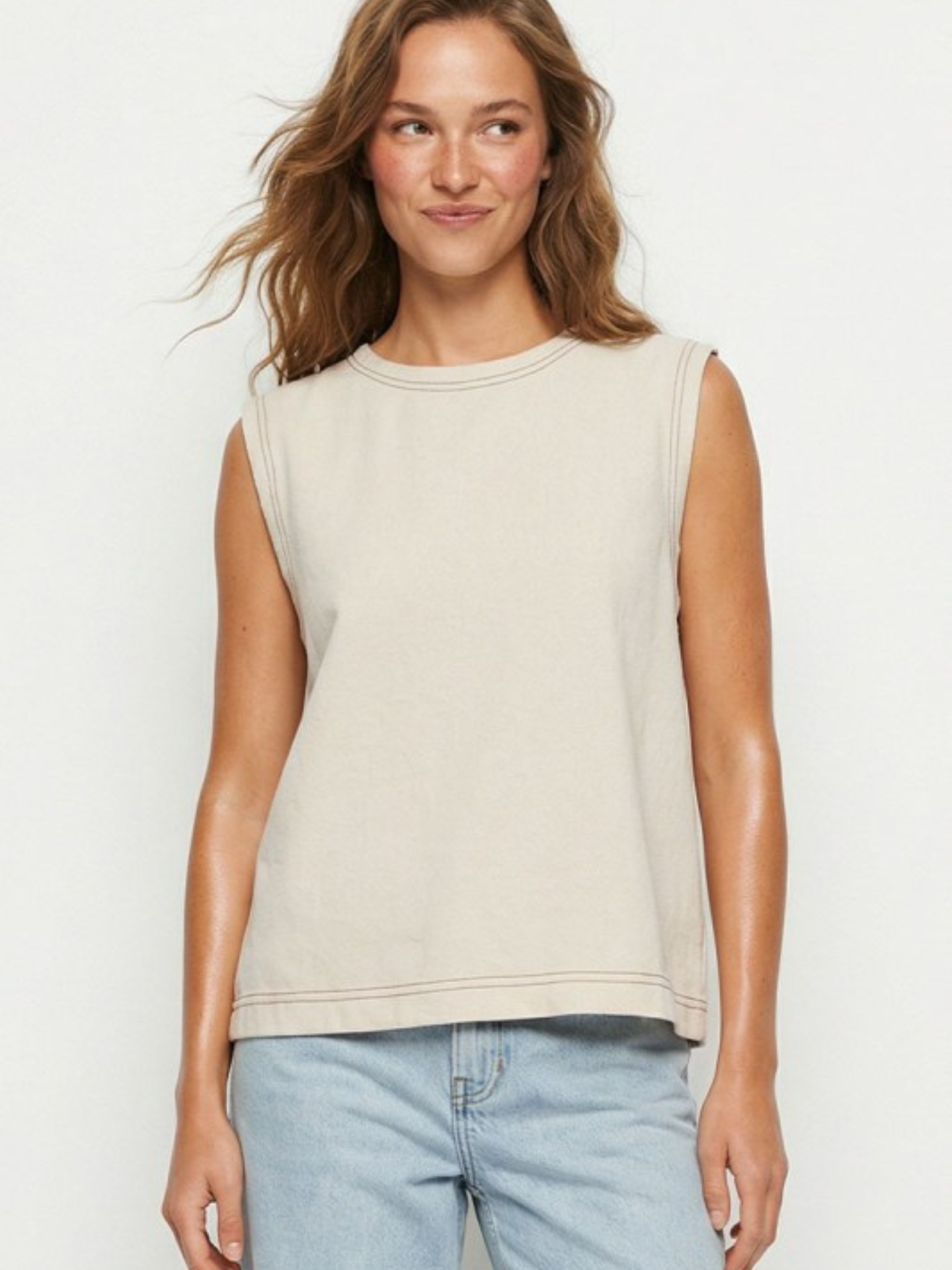 Irene Contrast Stitch Top