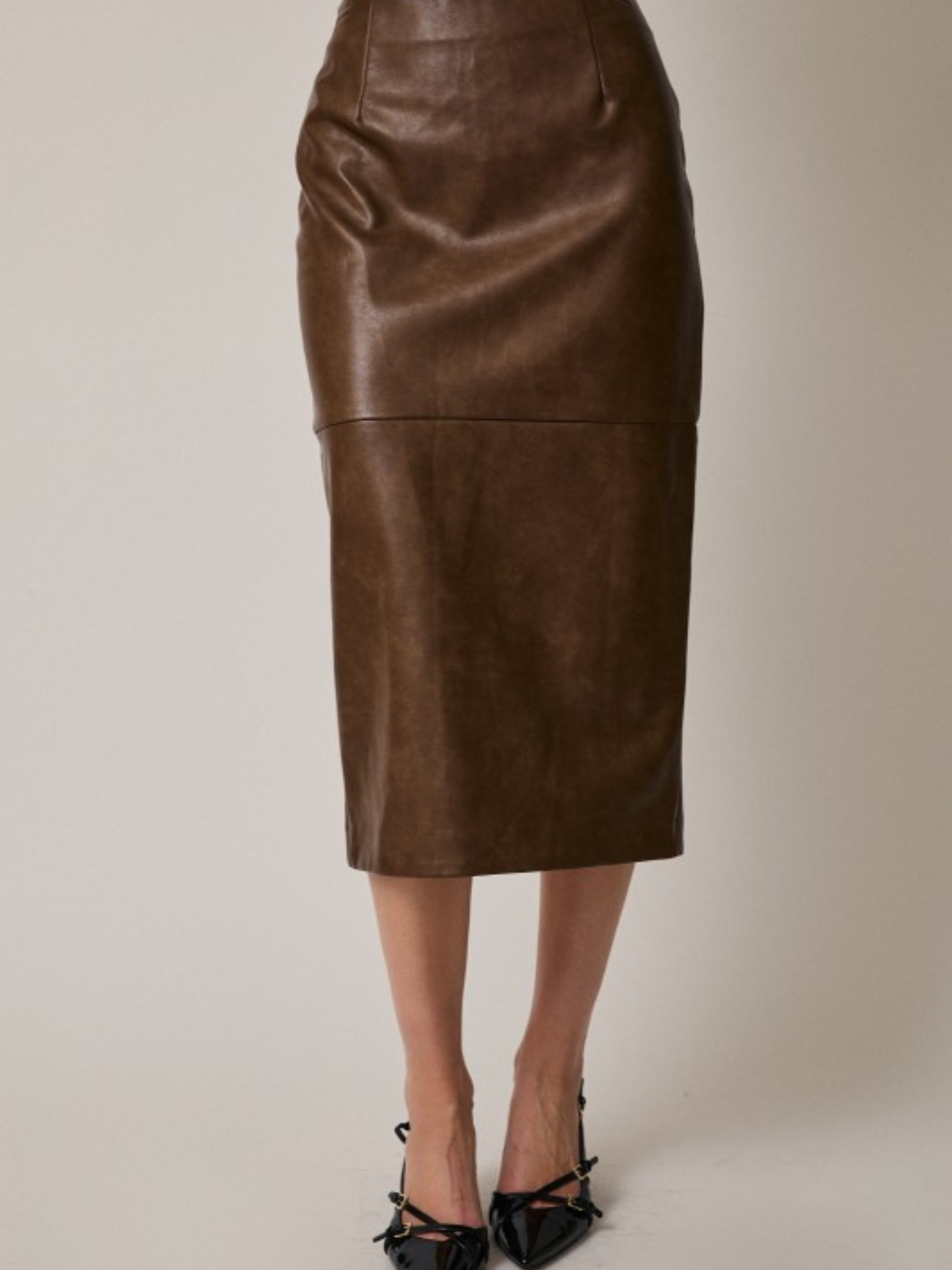 Leather Slit Front Skirt