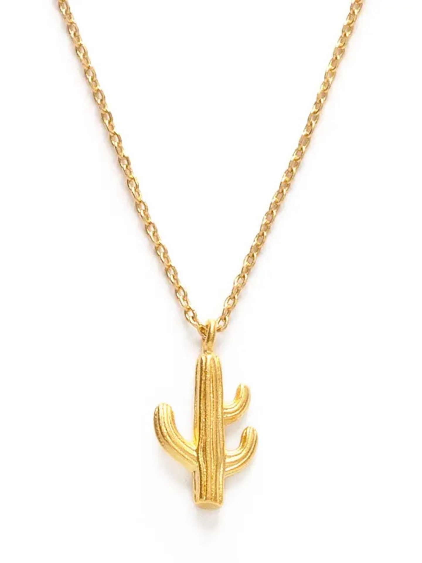Amano Studios Saguaro Necklace featuring a silver cactus pendant on a delicate chain, perfect for stylish desert-inspired accessories.