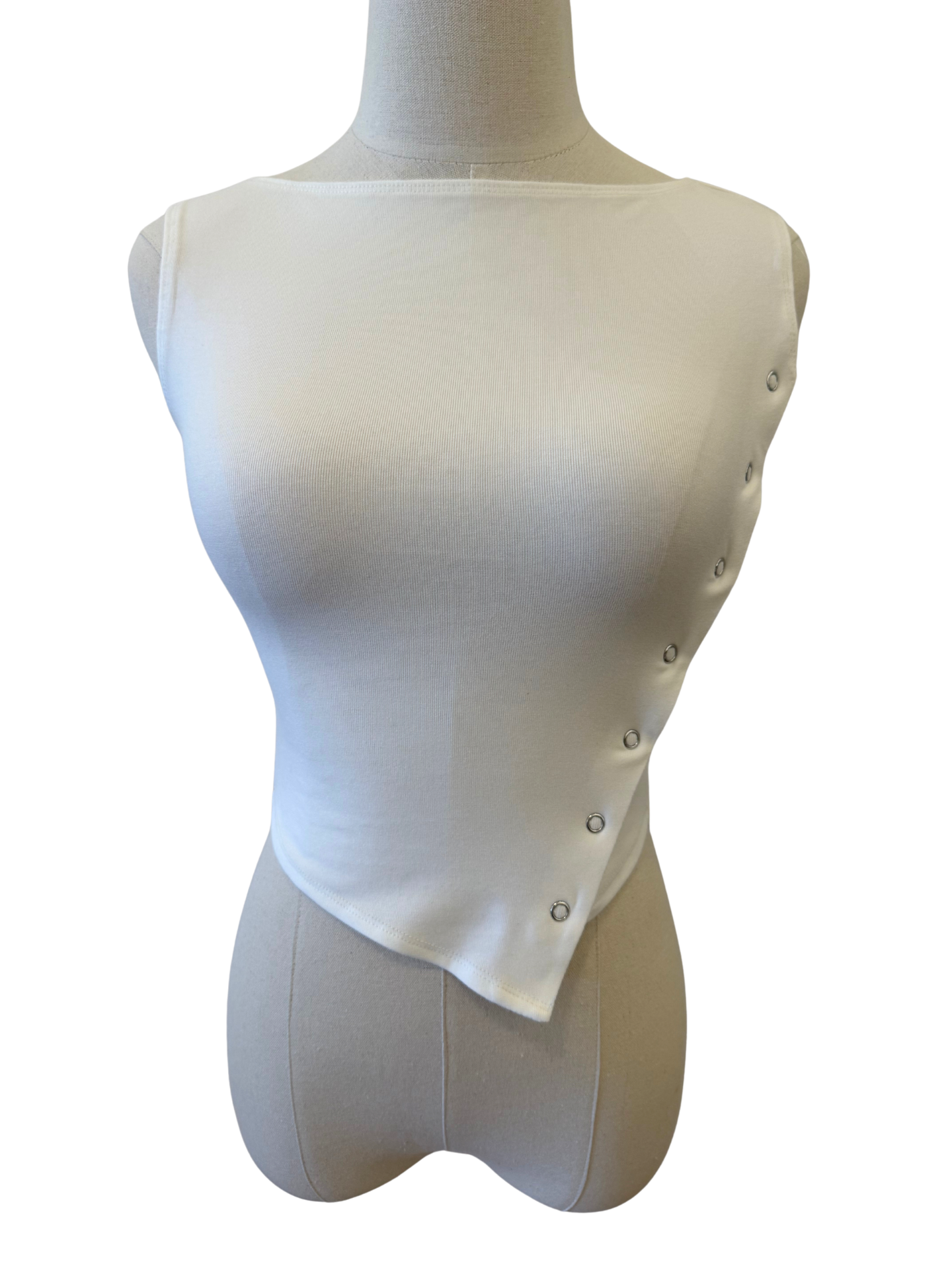 Asymmetrical Button Sleeveless Top - Mimi & Rae