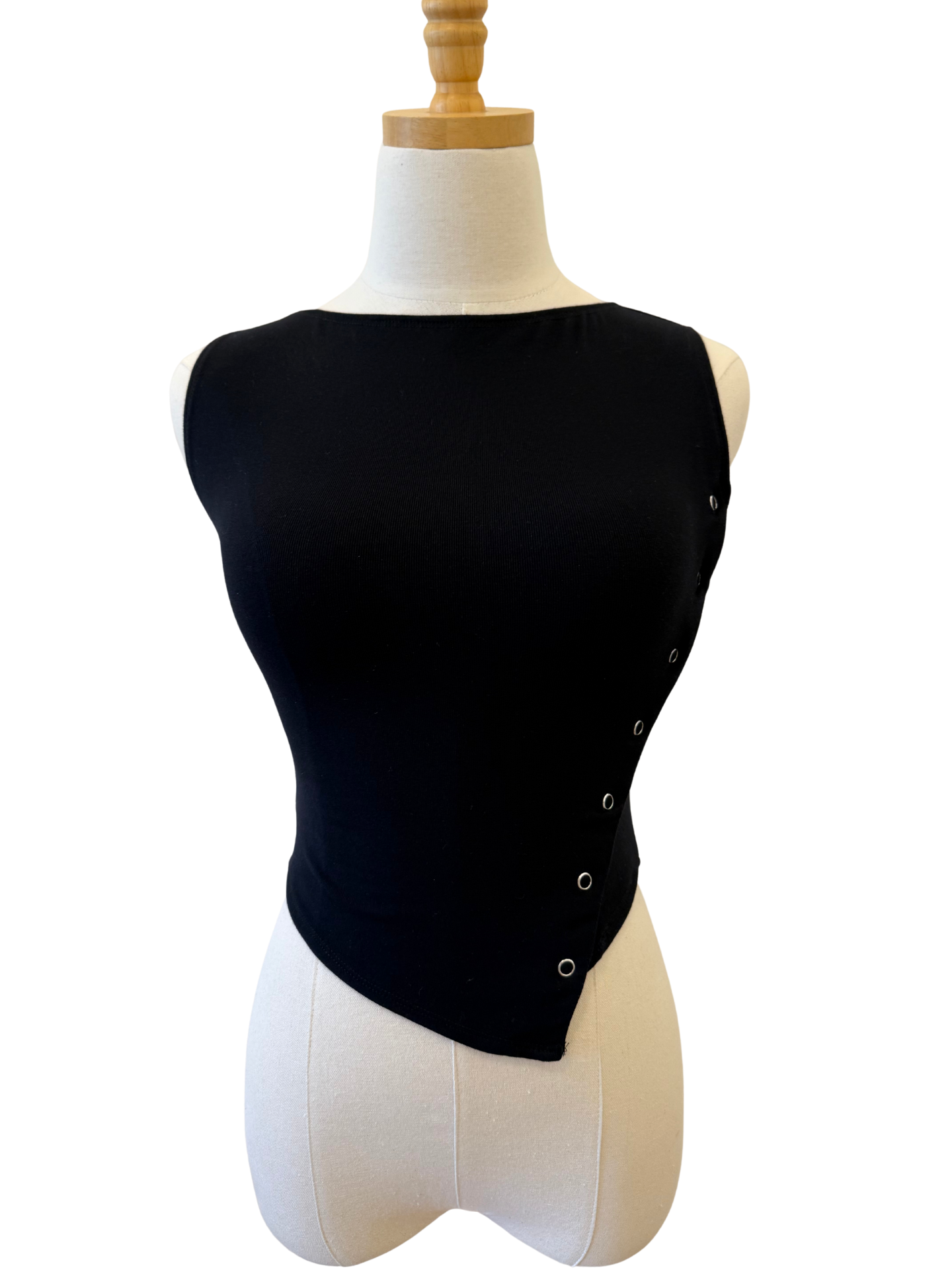 Asymmetrical Button Sleeveless Top - Mimi & Rae
