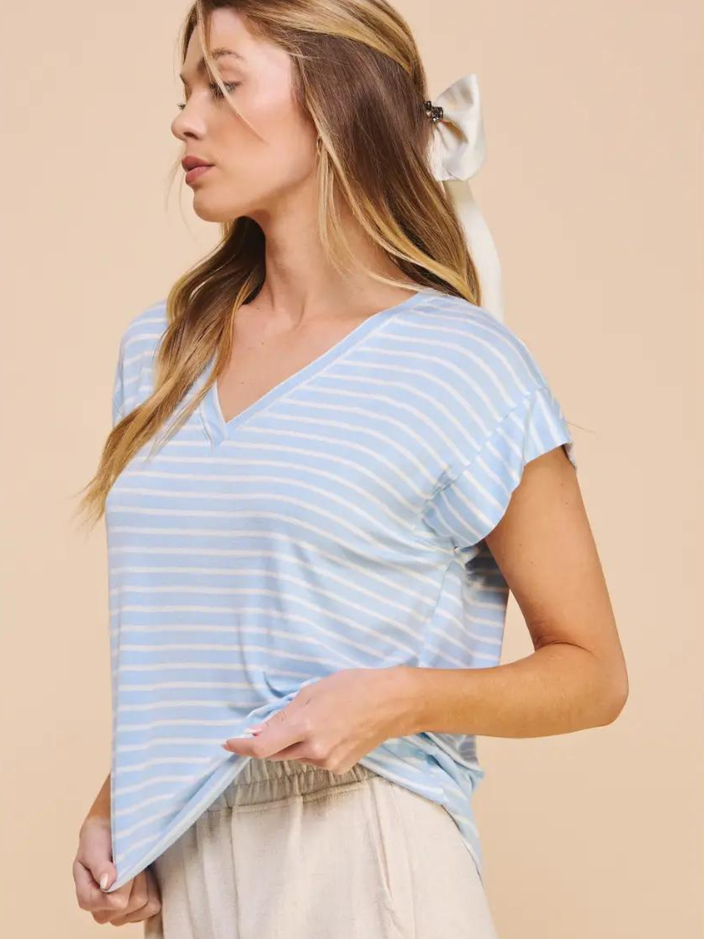 V-Neck Striped Tee