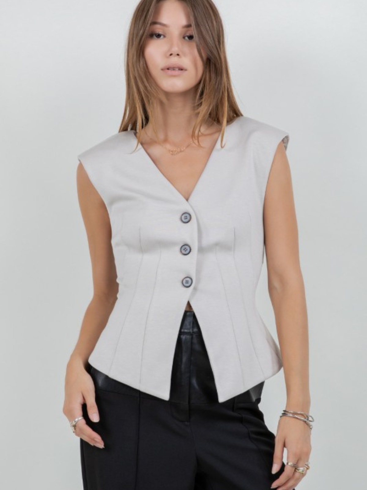 Ponte Button Up Vest