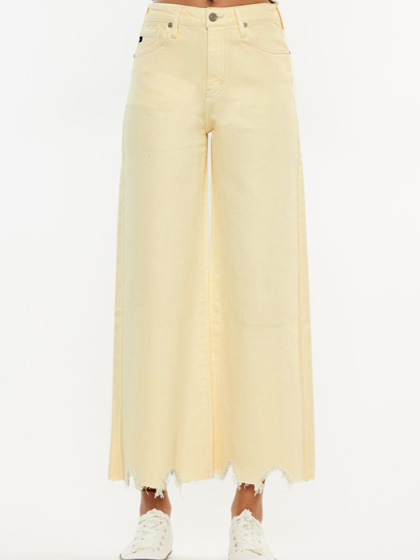 Ecru Frayed Crop Jean - Mimi & Rae