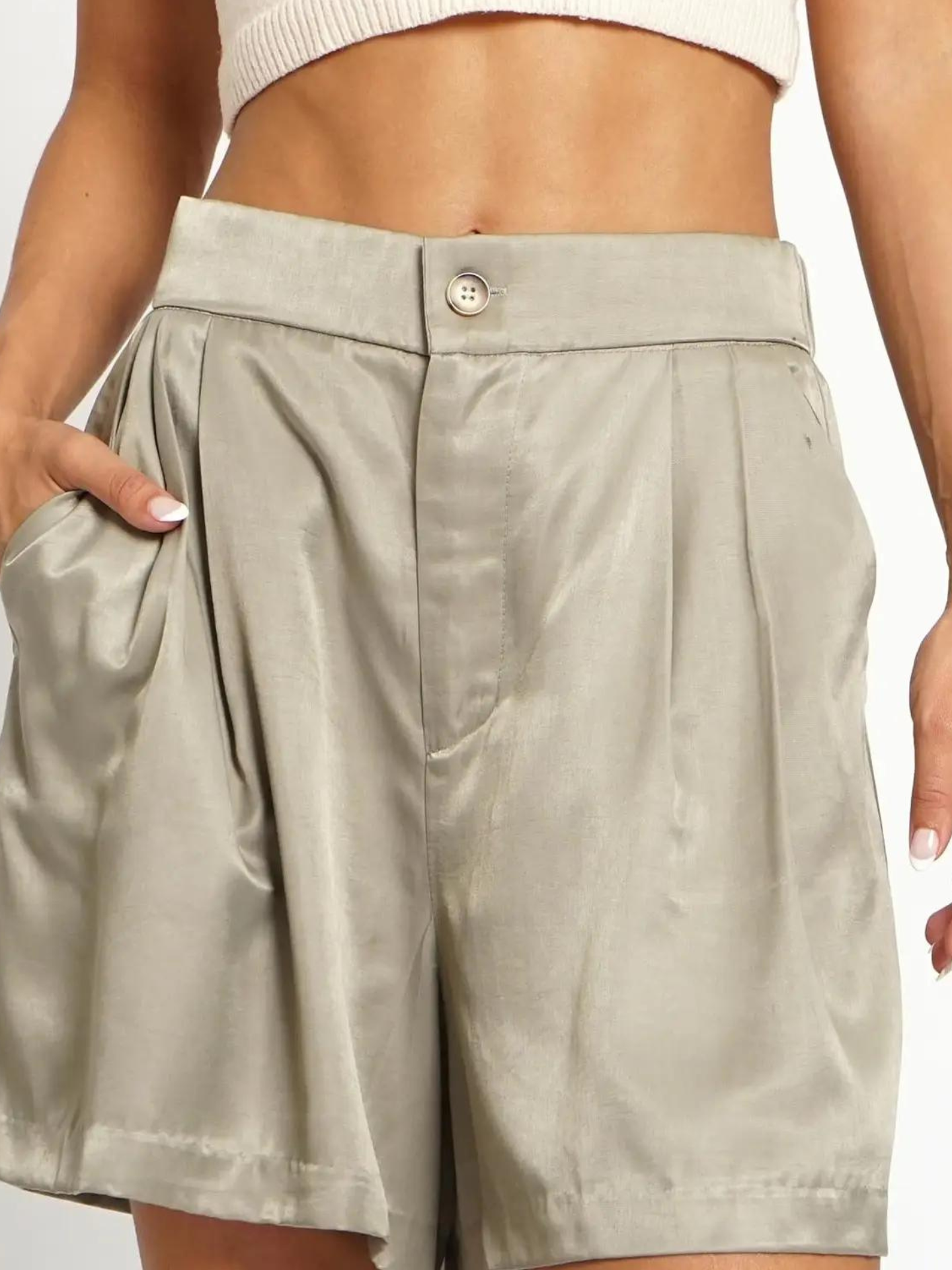 Pleated Satin Shorts