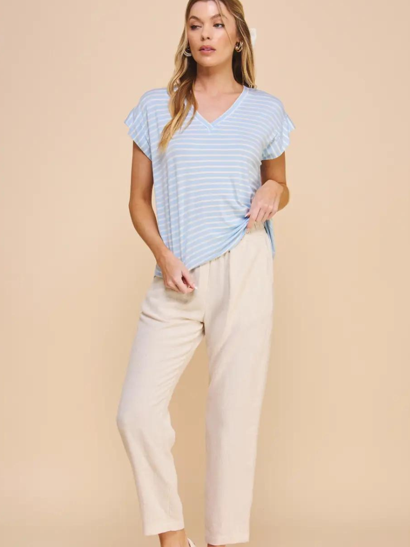 V-Neck Striped Tee