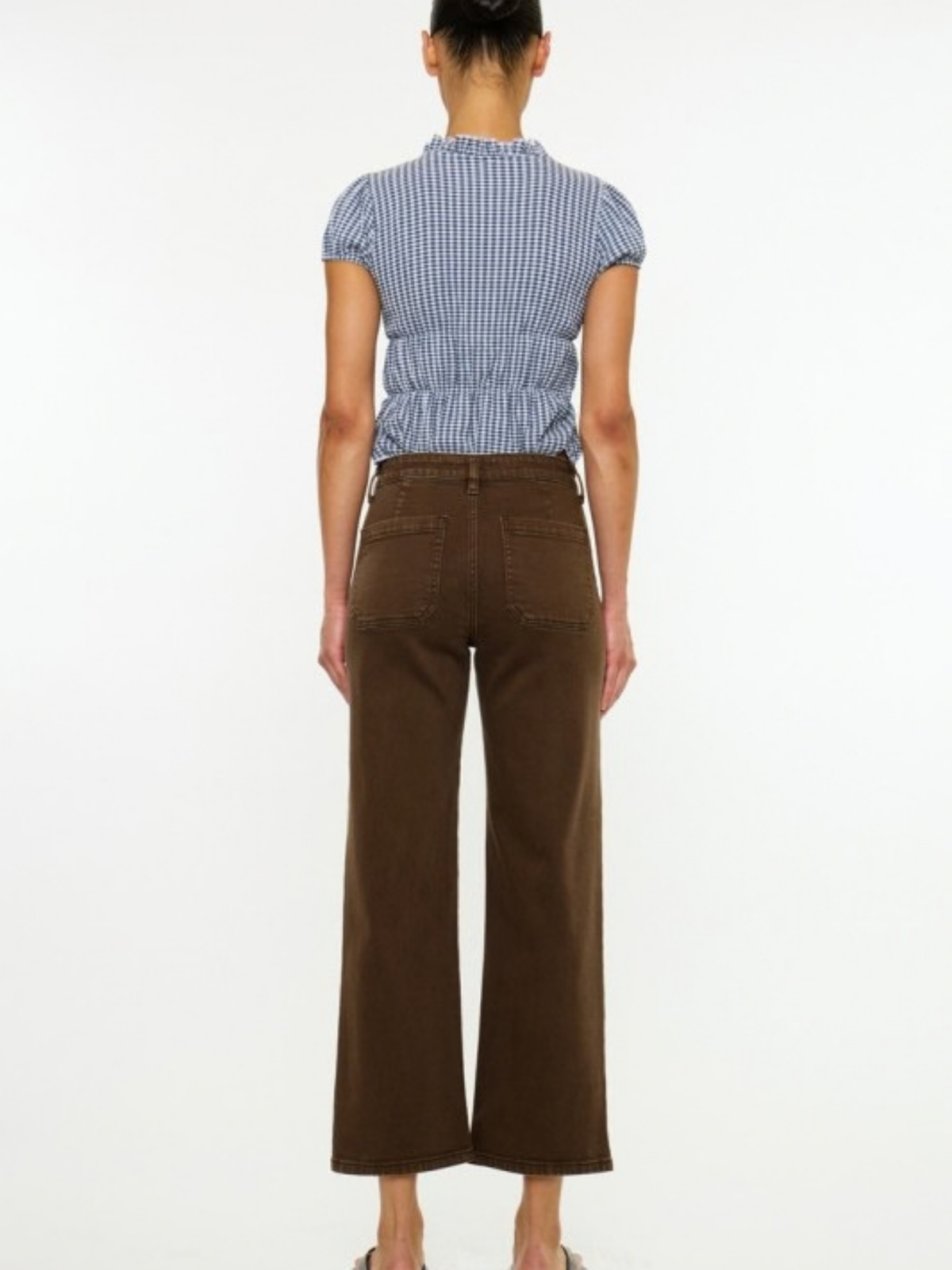 Brown Cropped Front Pocket Denim