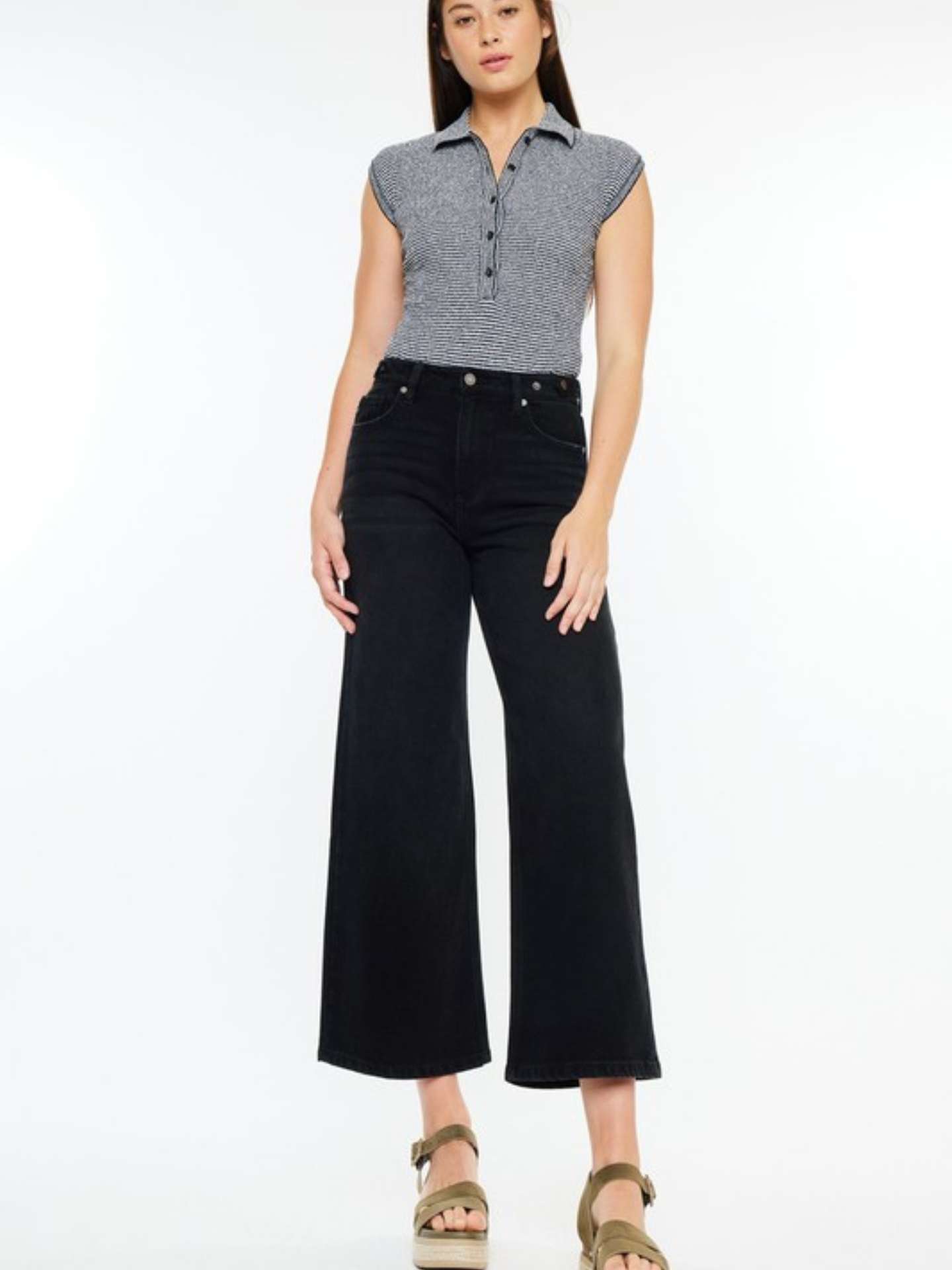 Black Wide Cropped Denim - Mimi & Rae