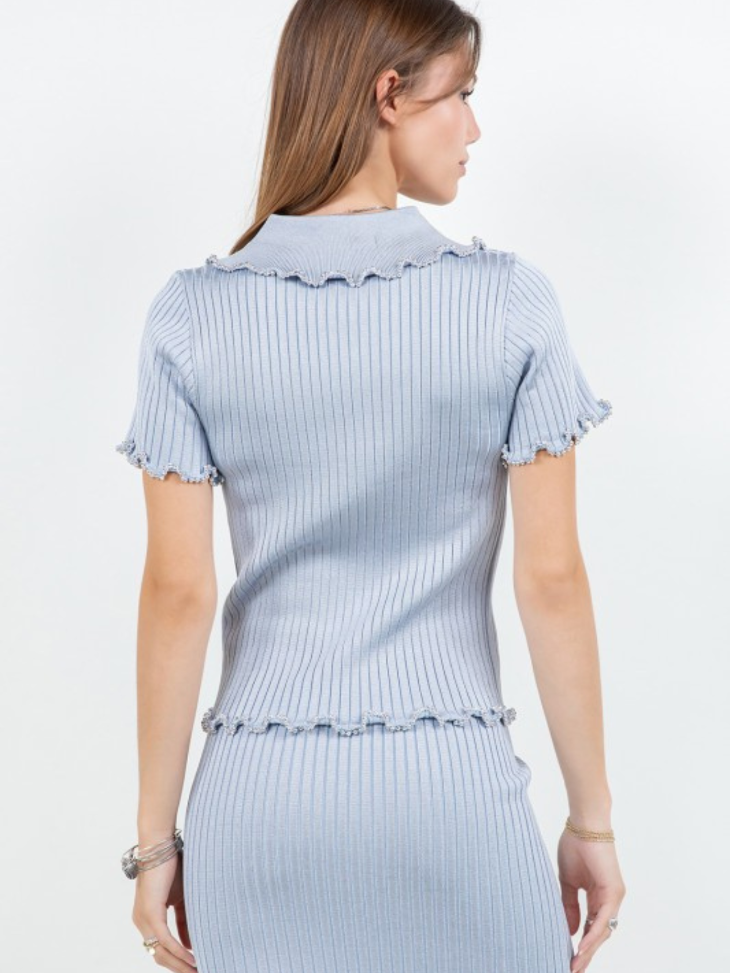 Ruffle Beaded Knit Top - Mimi & Rae